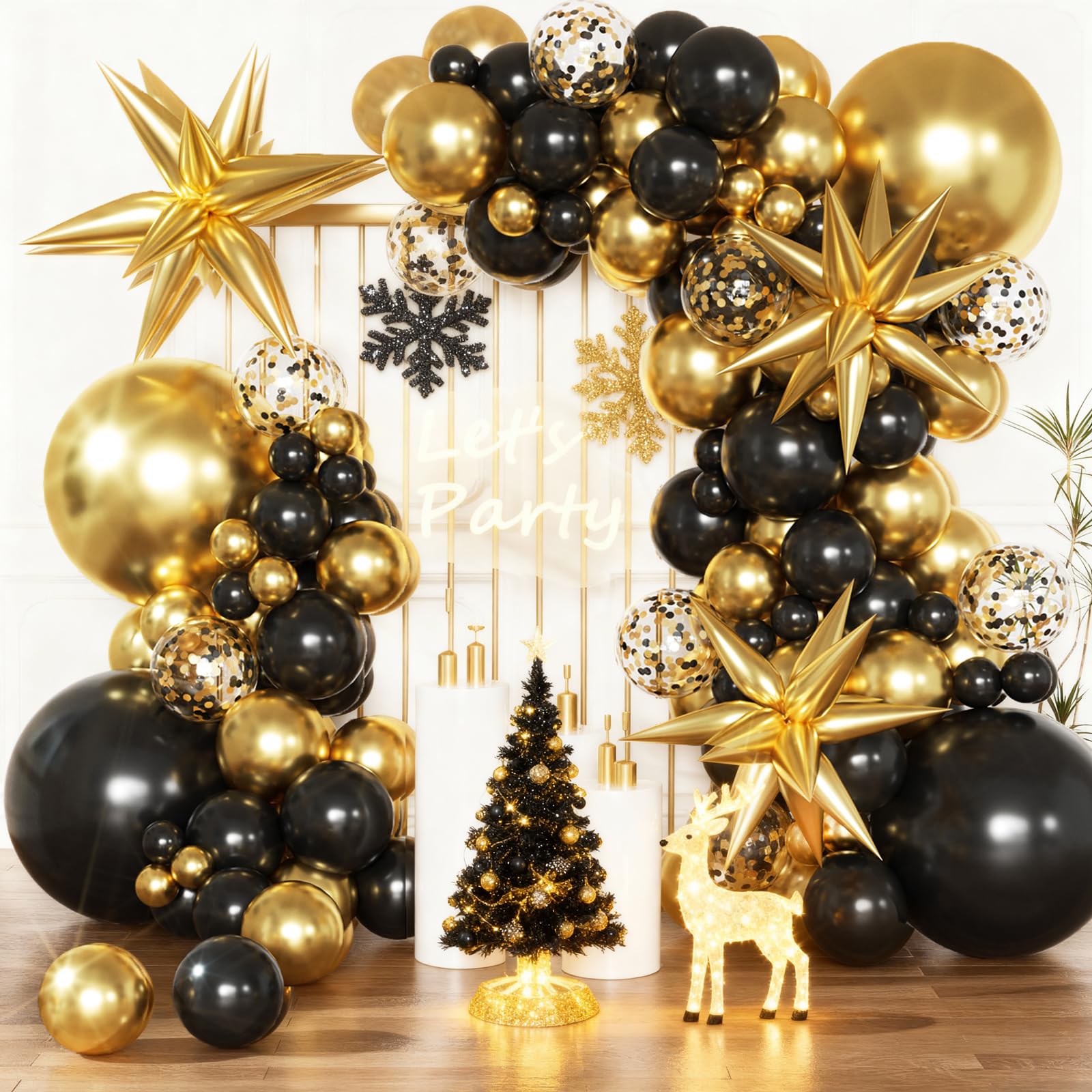 Locker.Ink | Celebrate the Season: Innovative New Year Decoration Ideas for a Memorable 2025 Black & Gold Balloon Arch Kit