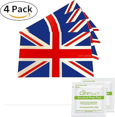 Miniatura 2 de Adhesivo de la bandera del Reino Unido  Paquete de 4  4 x 2.5 pulgadas  Calcomanía para auto Gran Bretaña British Union Jack Auto Parachoques