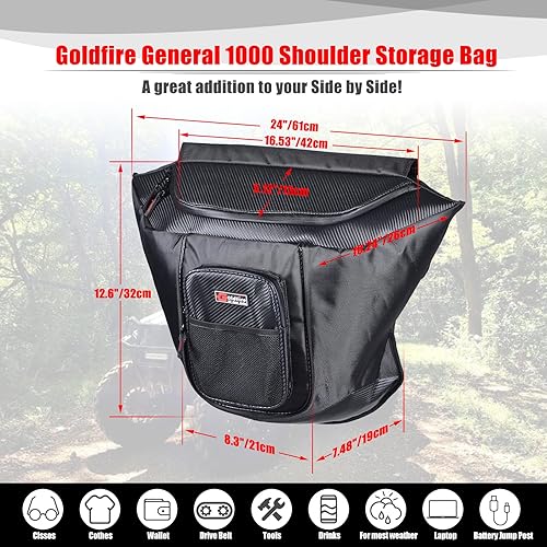 Miniatura 2 de Goldfire Bolsa de herramientas UTV, bolsas de herramientas de gran capacidad, organizadores de asiento central para UTV detrás del asiento, bolsas