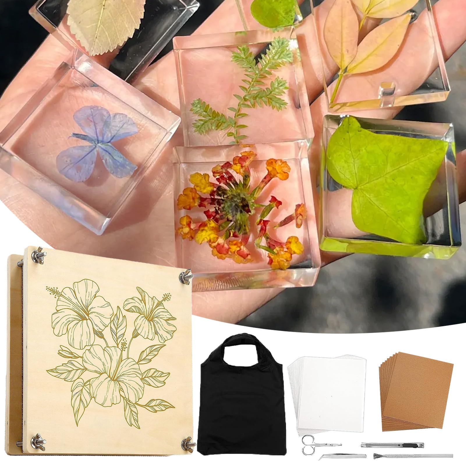 Genérico Kit de Flores Prensadas - Herramienta de Madera para Plantas Secas | Herramienta de Secado de 28x28 cm 10 Capas para Manualidades Adultos Niños Elaboración de Marcadores