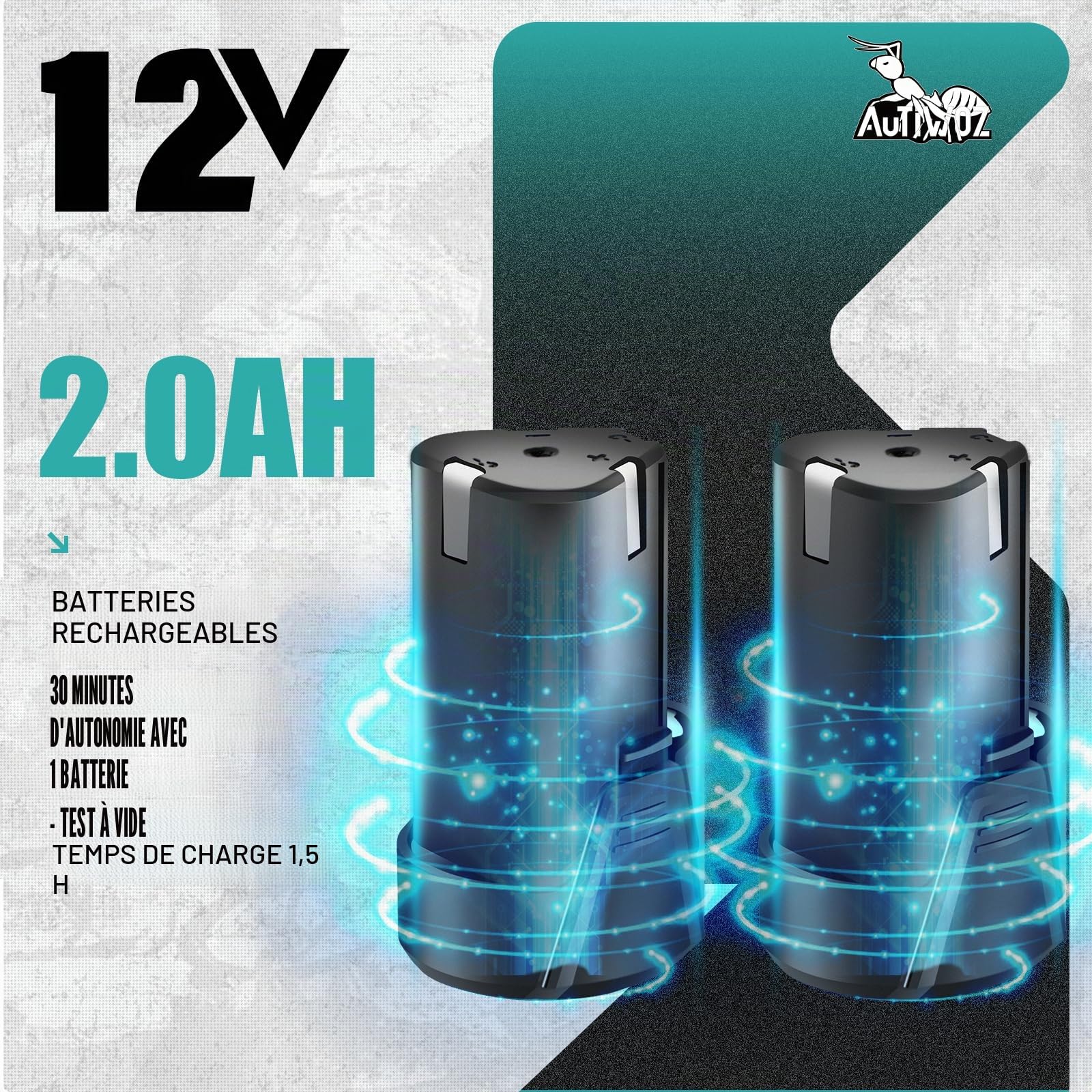 AUTIWOZ Polisseuse Sans Fil Pour Voiture, Mini 30 mm/75 mm, Élimination Des Rayures Avec Batteries Li-ion 12 V 2,0 Ah, 6 Vitesses Pour Le Détail Et Le Cirage W62