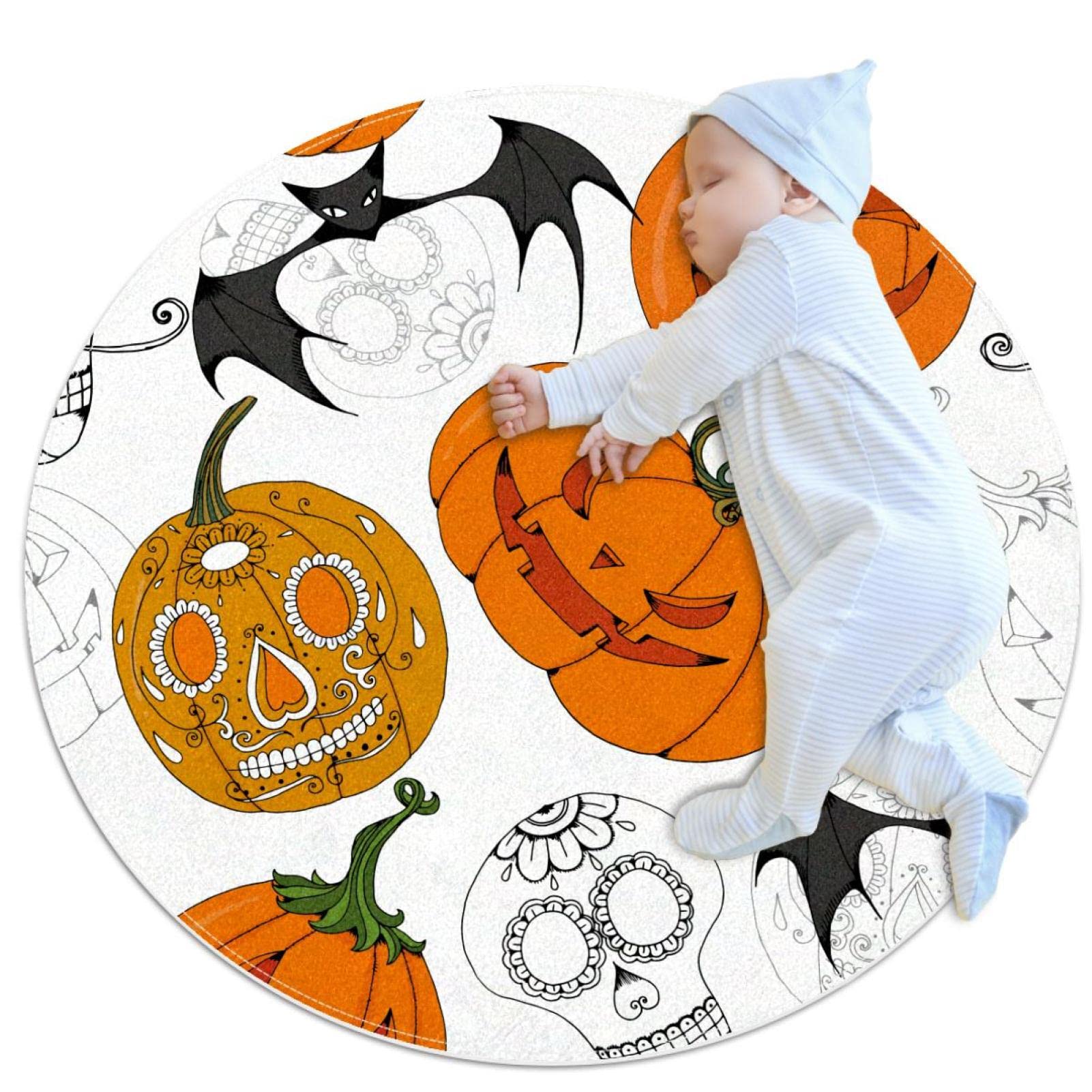 Tapis de sol circulaire citrouilles aux finitions modernes