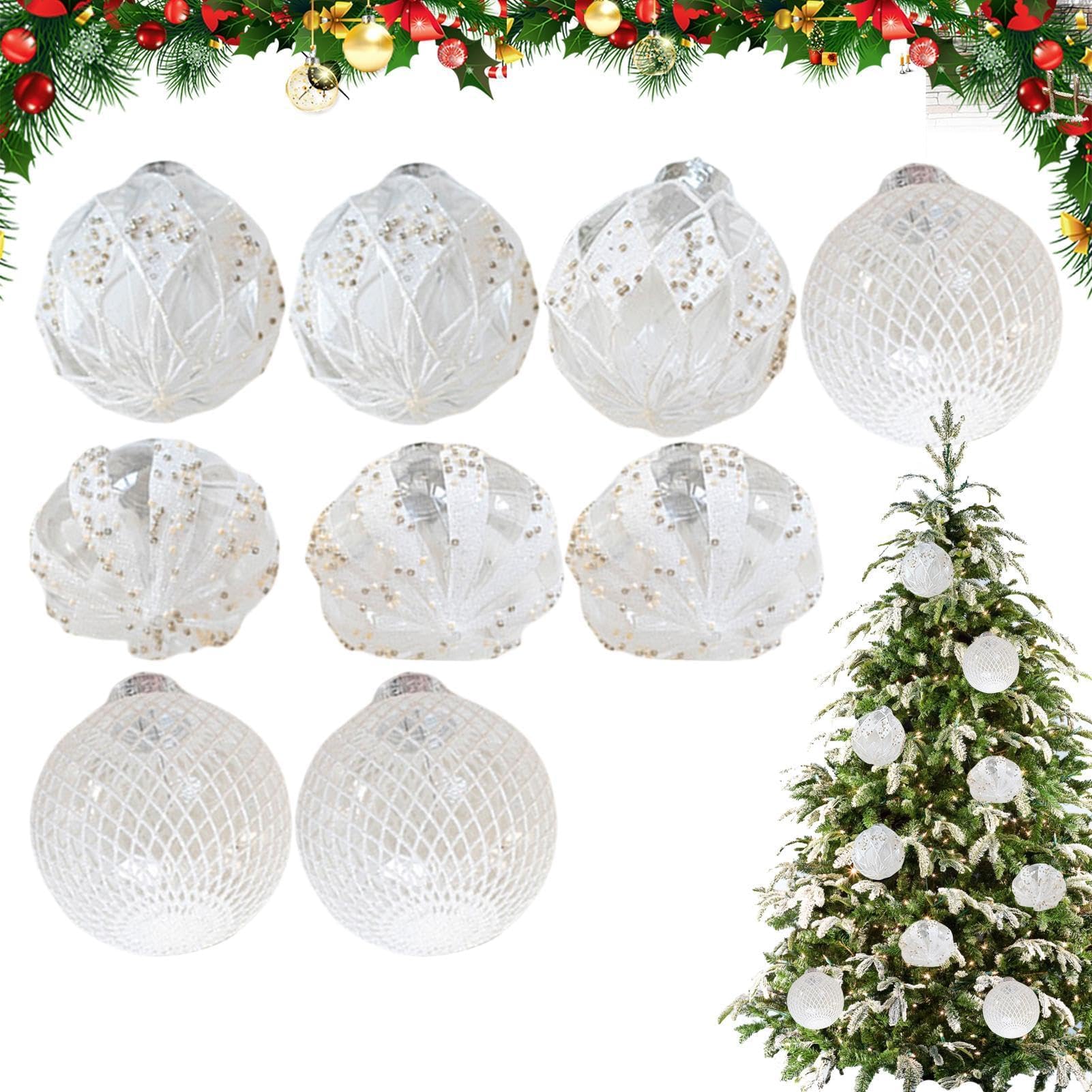 Adornos de Navidad brillantes de 8 cm con bola transparente, para bodas, árboles de Navidad y decoración de fiestas, y decoración navideña brillante