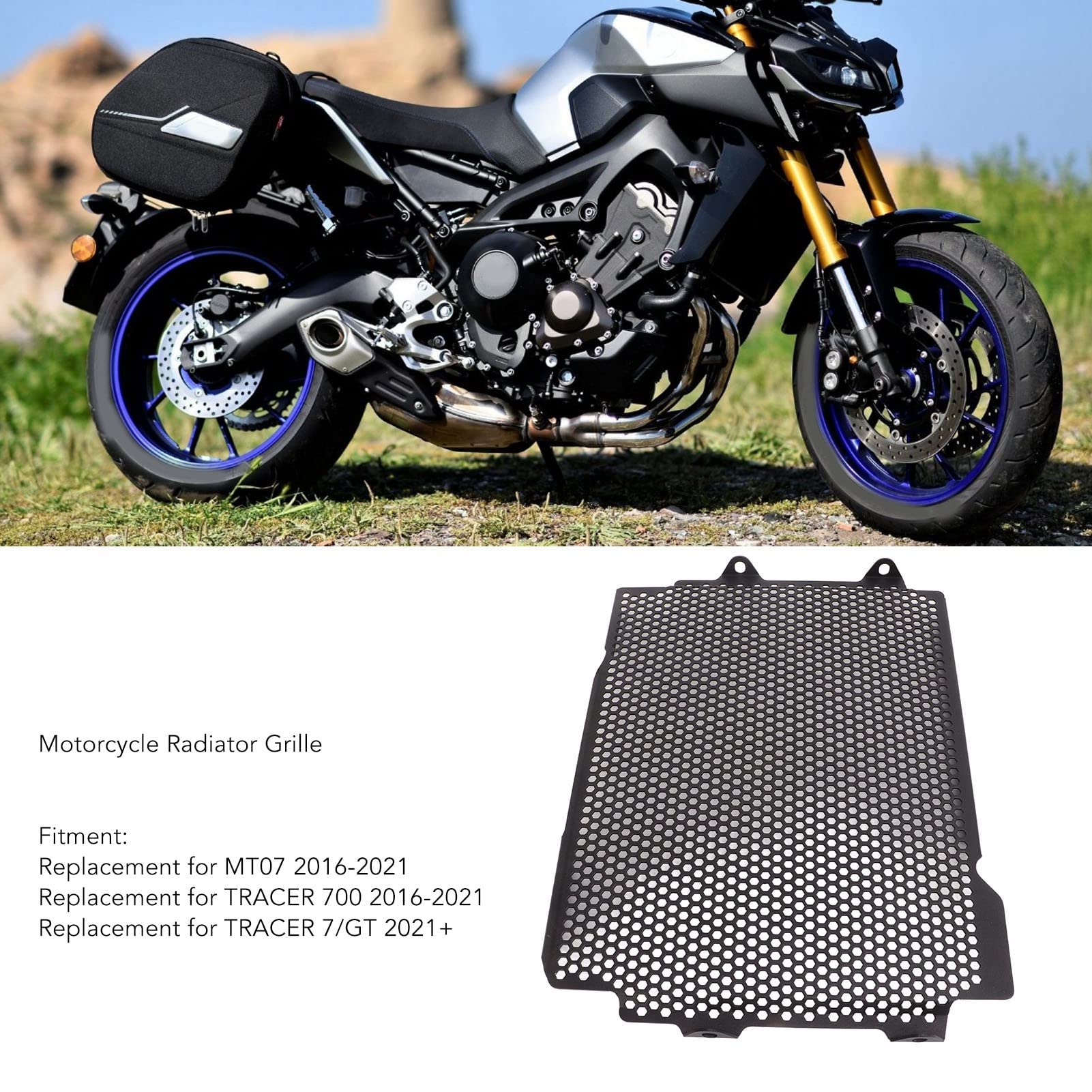Aramox Griglia Radiatore per MT07 700, Coperchio di Protezione in Acciaio Inossidabile per Moto, Stainless Steel Radiator Grille Cover for MT07 700