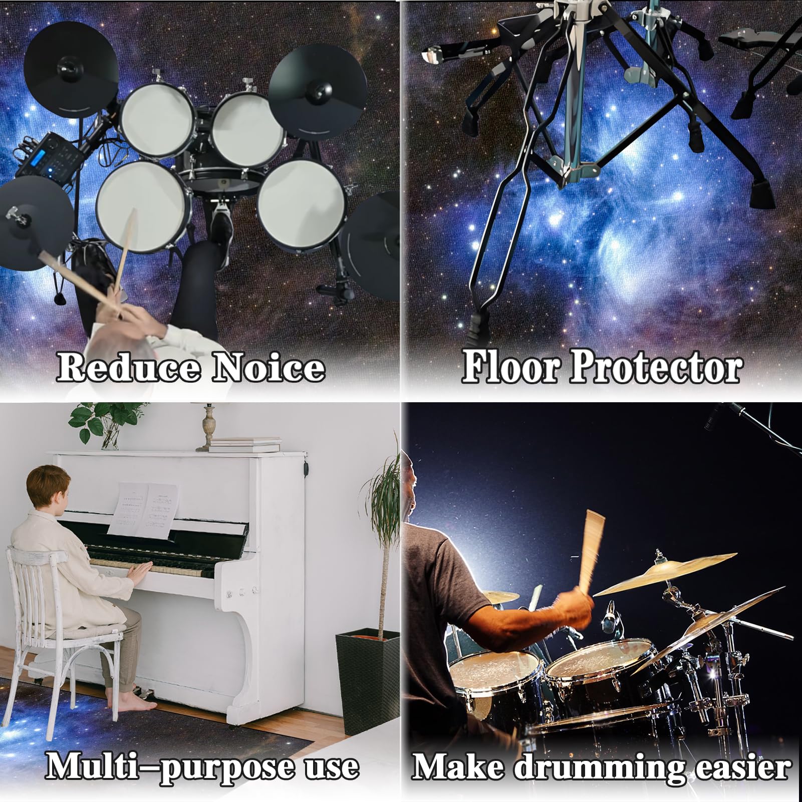 Dywanik bębnowy, izolacja akustyczna, mata perkusyjna, antypoślizgowy, dźwiękoszczelny, mata do perkusji, elektroniczna mata na perkusję jazzową, zestaw do basu, werbla, 180 x 140 cm