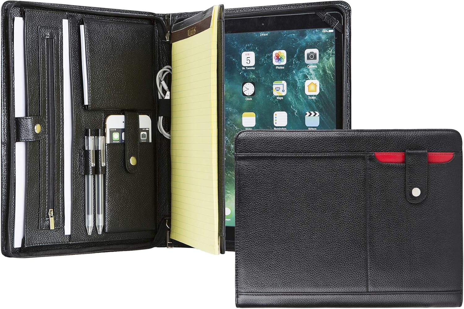 Genuine Leather Portfolio Case Professional Office
