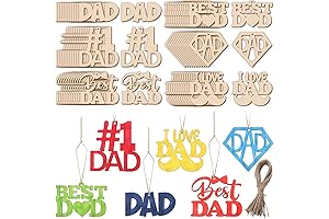 Memorywuu 36Pcs Dad Cutouts DIY Wooden Slices for Best Dad Fun