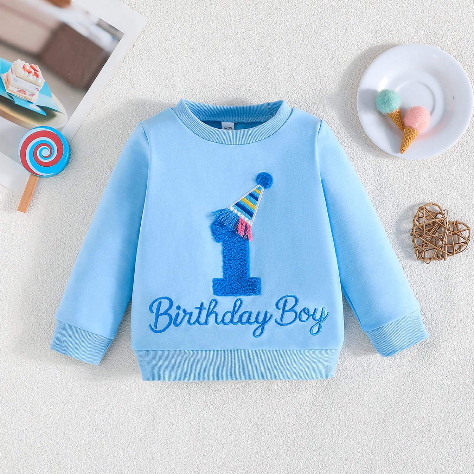 Kunyeah Sweat Shirt d'anniversaire pour Petit garçon T-Shirt à Manches Longues Enfant Broderie Lettres Pull-Over Vêtement pour Tout Petit