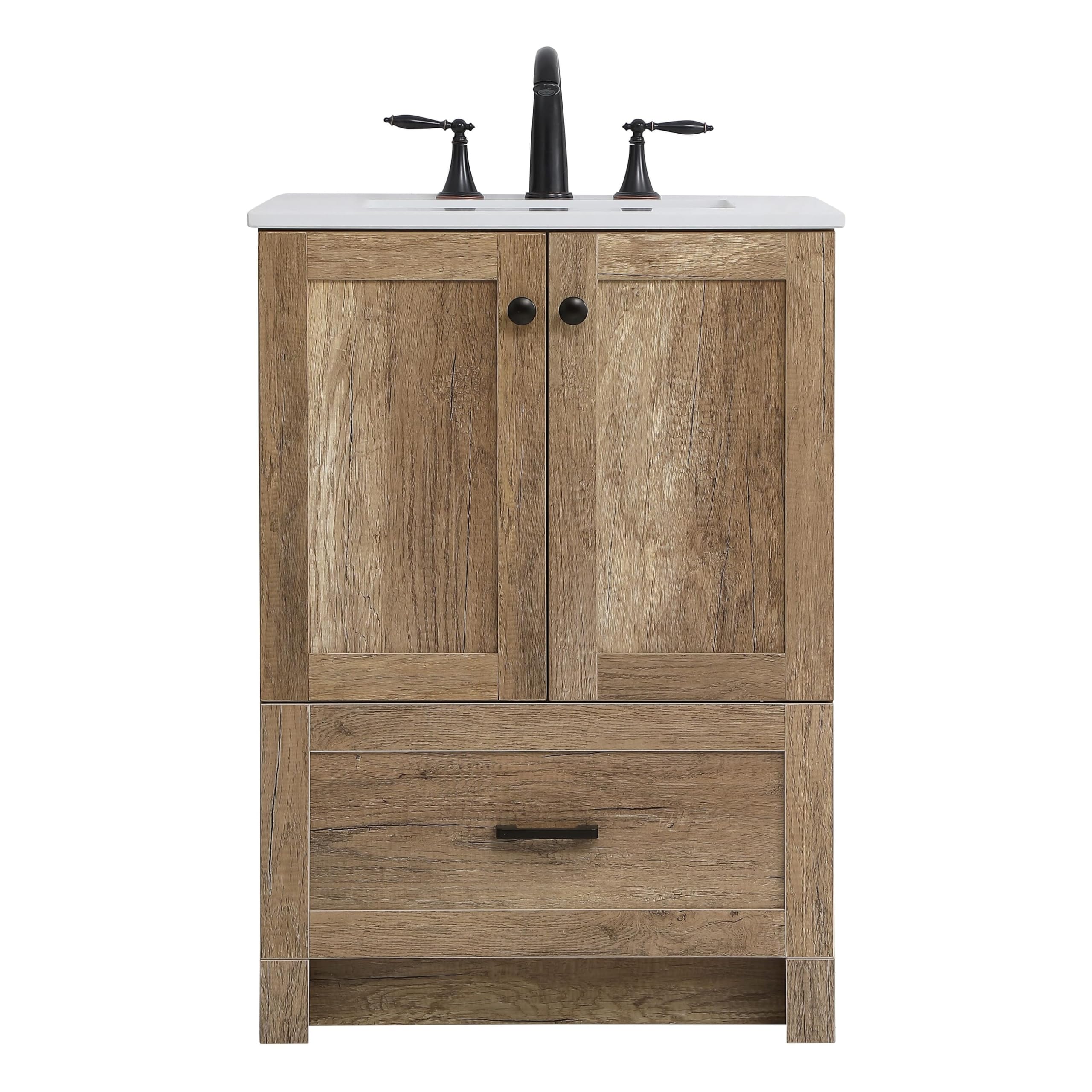 ARS Concepts 24" Pre-Assembled Bathroom Vanity with Sink, Engineered Wood, Ivory White Engineered Marble Countertop Attached, Single Rectangle