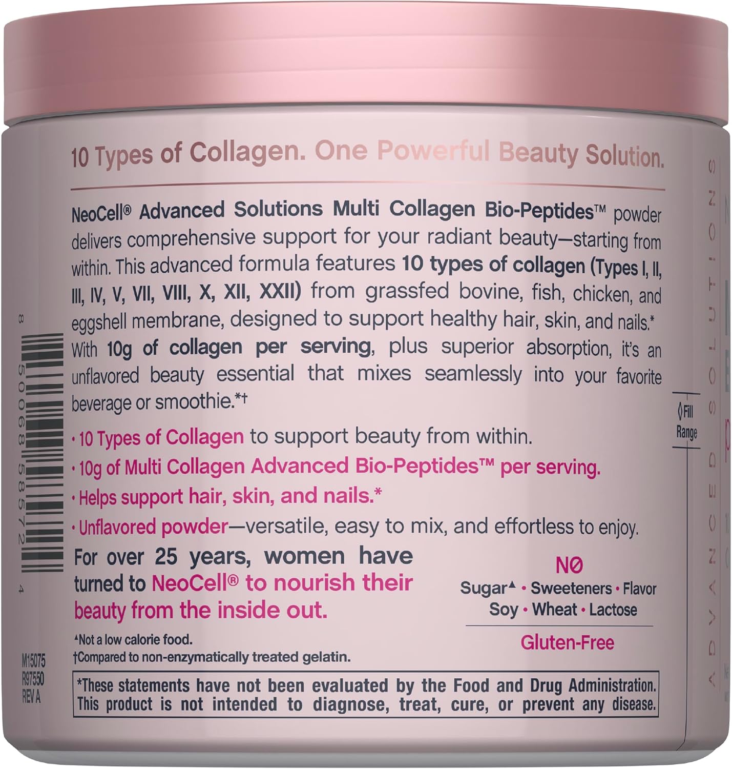 NeoCell Multi Collagen Peptides Powder | 7 oz | 10 Types of Advanced Bio-Peptides | Superior Absorption | Unflavored and Mixes Easily