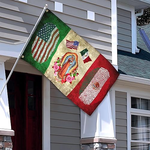 Miniatura 3 de Bandera mexicana de 3 x 5 pies, bandera estadounidense para exteriores con bandera de la Virgen María, colores vivos, bandera patriótica de la