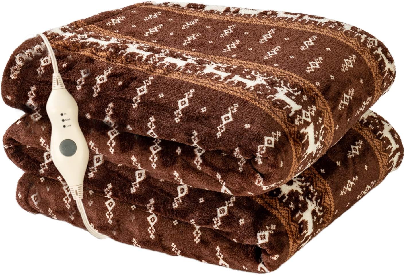 Tefici Electric Blanket Heated Throw with Fast Heating Technology,3 Heating Levels & 4 Hours Auto Off,Home Office Use,50" x 60"Moose Pattern