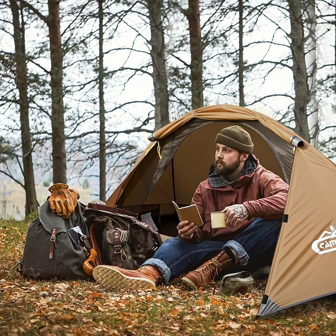 Carpa para 1 persona para camping 4 estaciones resistente y waterproof miniatura 2