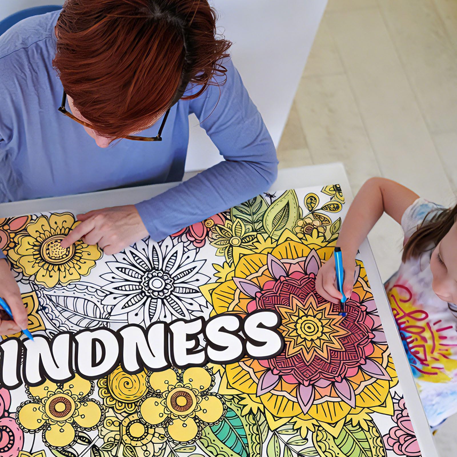 Penitue 2pcs Jumbo Mandala Coloring Posters, 100x60cm/39.37x23.62in Large Motivational Coloring Posters Giant Poster for Kids Adults Teens Art Craft Wall Party Supplies (Style 3) - 5