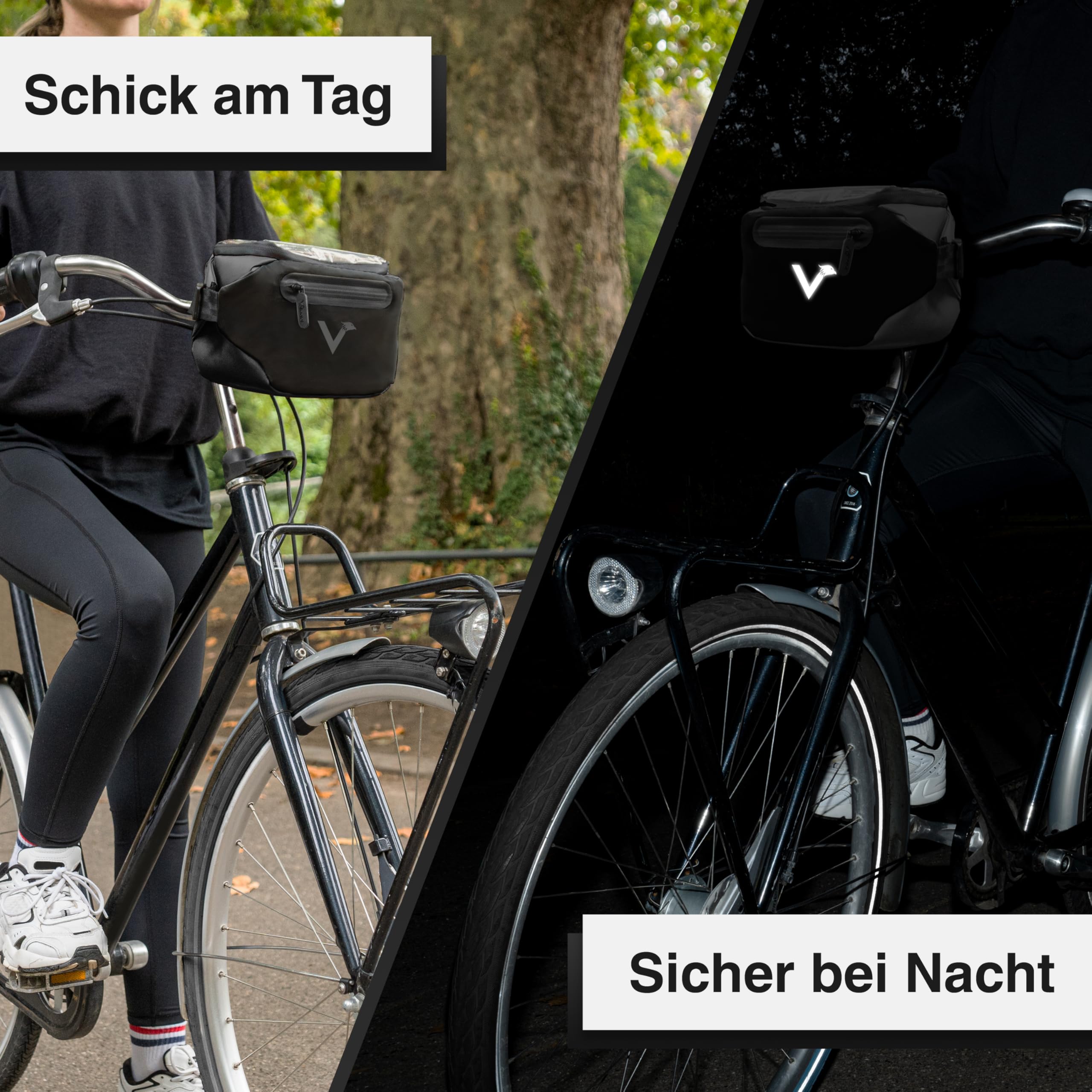 Valkental® x KLICKfix® - 3in1 Fahrradtasche Lenker | Vollreflektierend & Wasserfest - Geeignet als Lenkertasche & Bauchtasche | 4L Volumen | KLICKfix Fahrradtasche | Lenkertasche Ebike