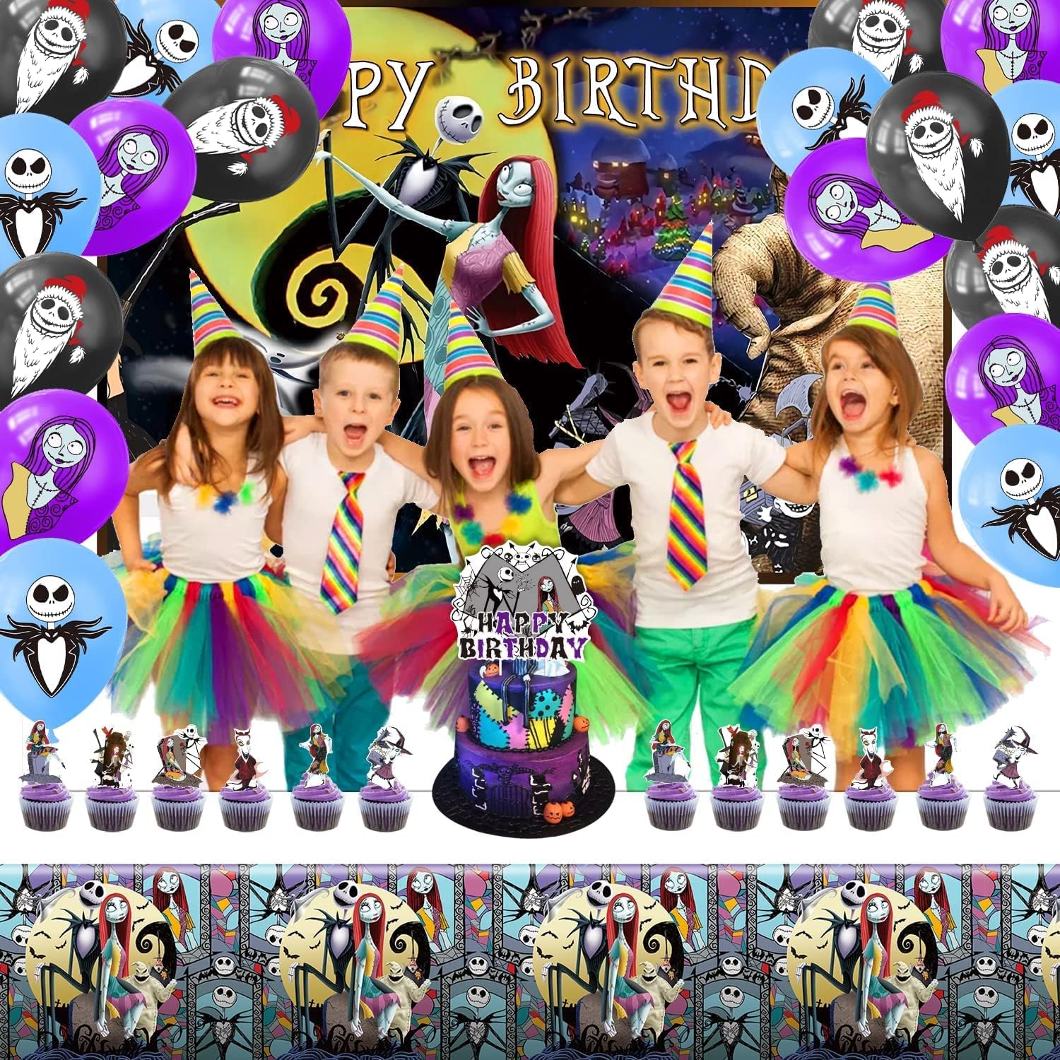 Nightmare Before Christmas Thema Geburtstags Luftballons,Jack & Moon Halloween Party Deko Horror