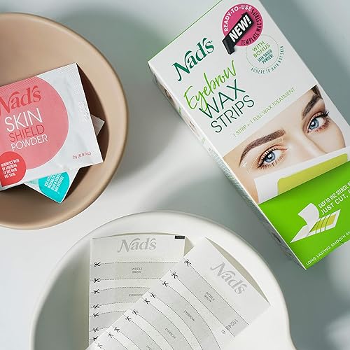 Miniatura 8 de Nad's Tiras de cera para cejas, depilación facial para mujeres, kit de cera para cejas con 6 tiras de cera para cejas + 6 toallitas de aceite