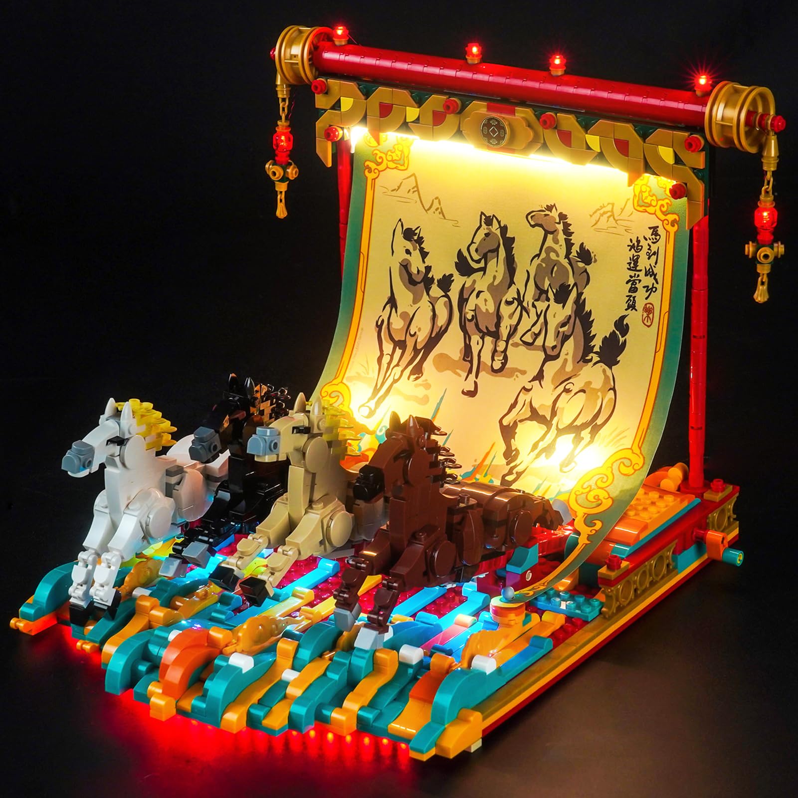 LocoLee Led Light Set Compatible with Lego 80119 Galloping Horses Canvas Led Decoration Lighting Kit Compatible with Lego 80119 Building Blocks Model,Only Lights Set,No Model