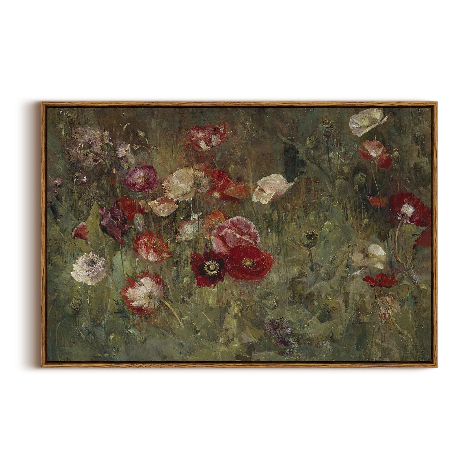 InSimSea Framed Canvas Wall Art, Meadow with Flowers Painting, Landscape for Living Room, Bedroom, Home, Bathroom Decor, 8x10 — view 240