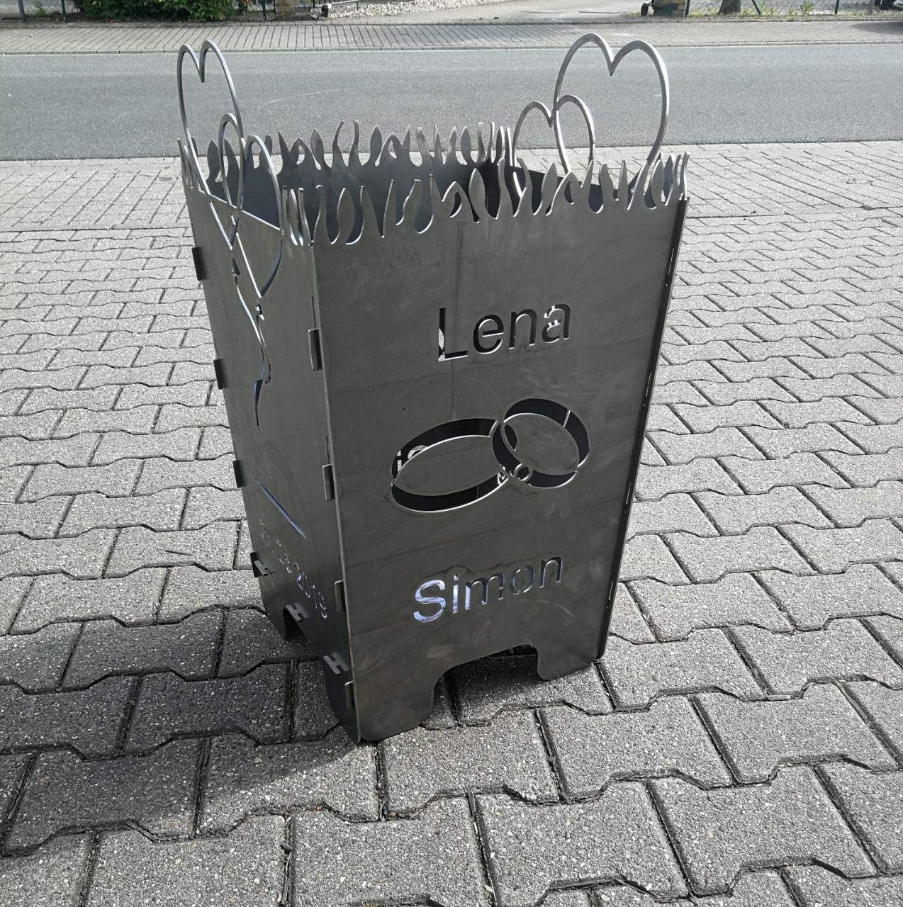 Feuerkorb Hochzeit, Modern, Quadratisch, Grau, Stahl (DC01/DD11 geb-+gef.), Holzkompatibel