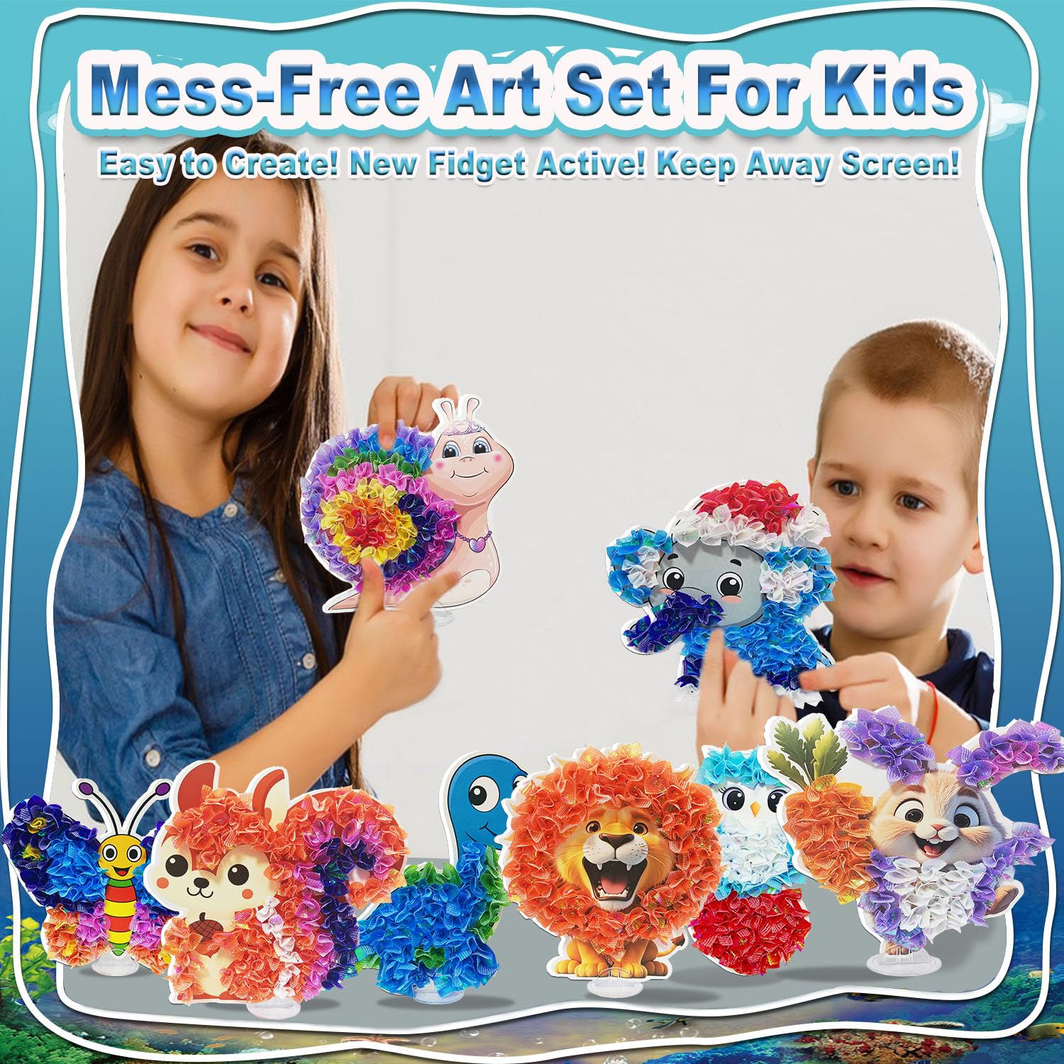 JRD&BS WINL Poke in Art for Kids Creative Craft Kit for Boy and Gifts Age 4-8 Year Old Educational Toys for Children Mess Free Art for Teen Fun Handicraft Activities DIY for 3-12 Yr Old(Land Animal) - Image 4