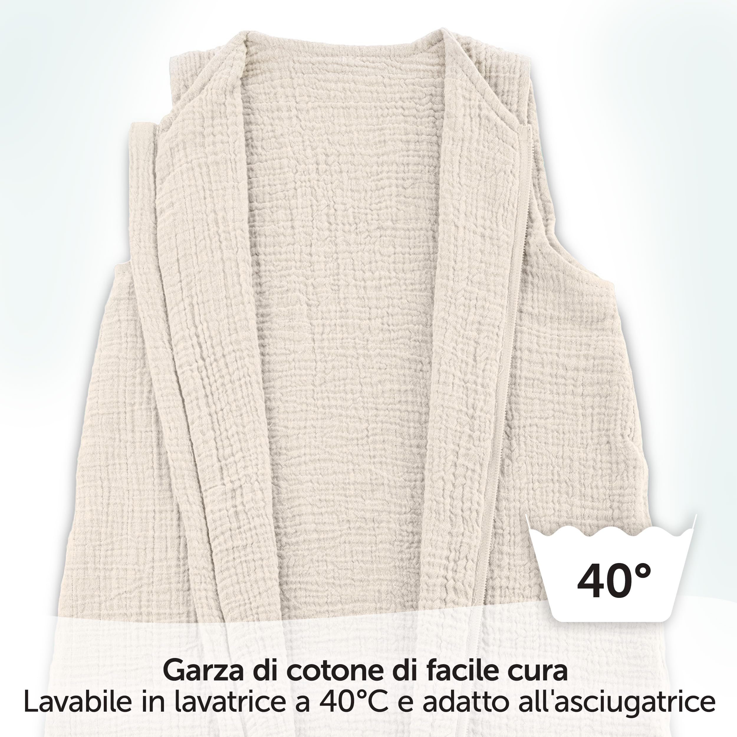 LaLoona Sacco Nanna Estivo Senza Maniche - Sacco a Pelo Estivo per Bambini Primavera/Estate, 0,5 TOG, 100% cotone, OekoTex Standard 100 - (Beige, 70 cm)