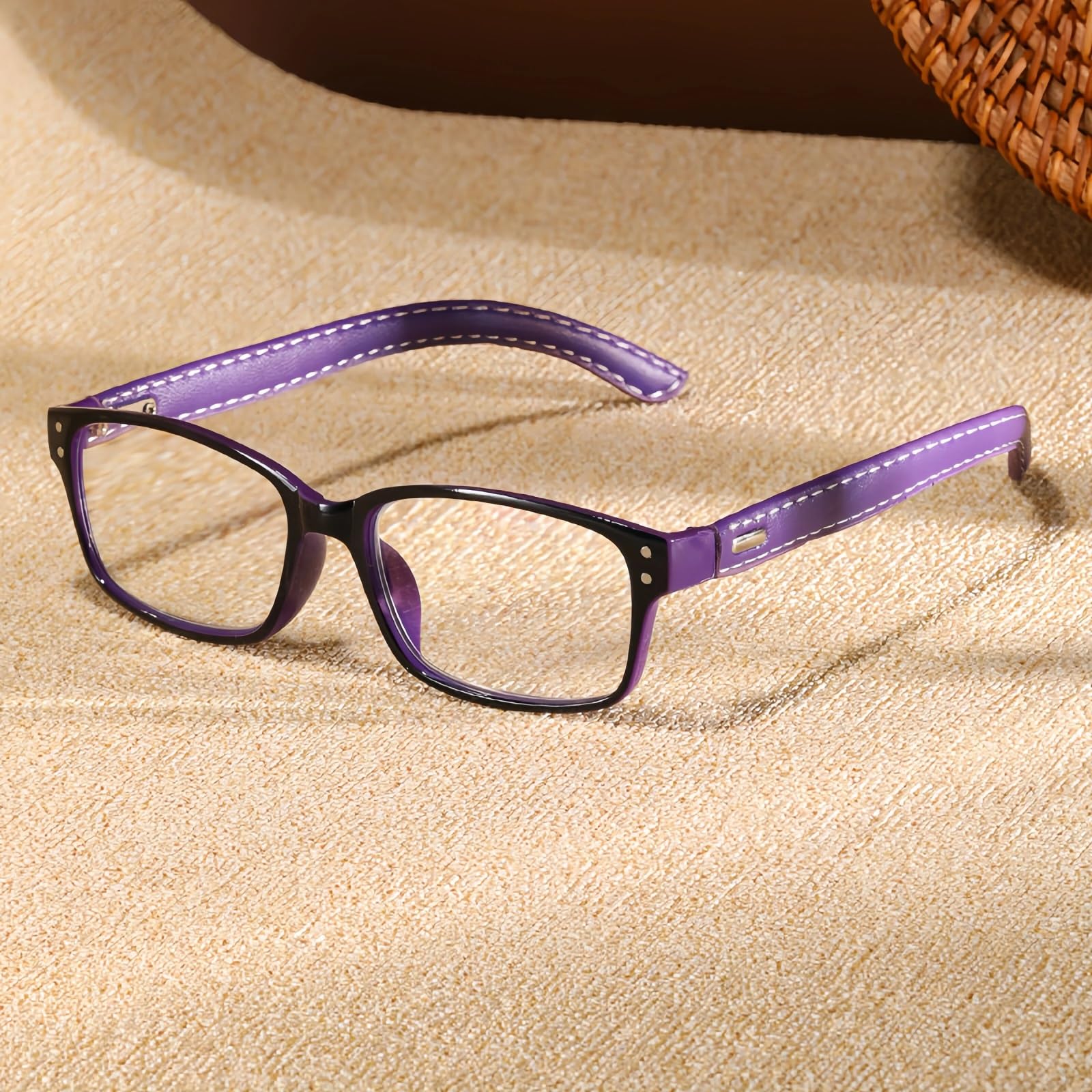 Vintage-Lesebrille, blaues Licht, TR90, leichte Computer-Lesegeräte mit lederstrukturierten Bügeln +1,0 bis +4,0 (schwarz, +150)