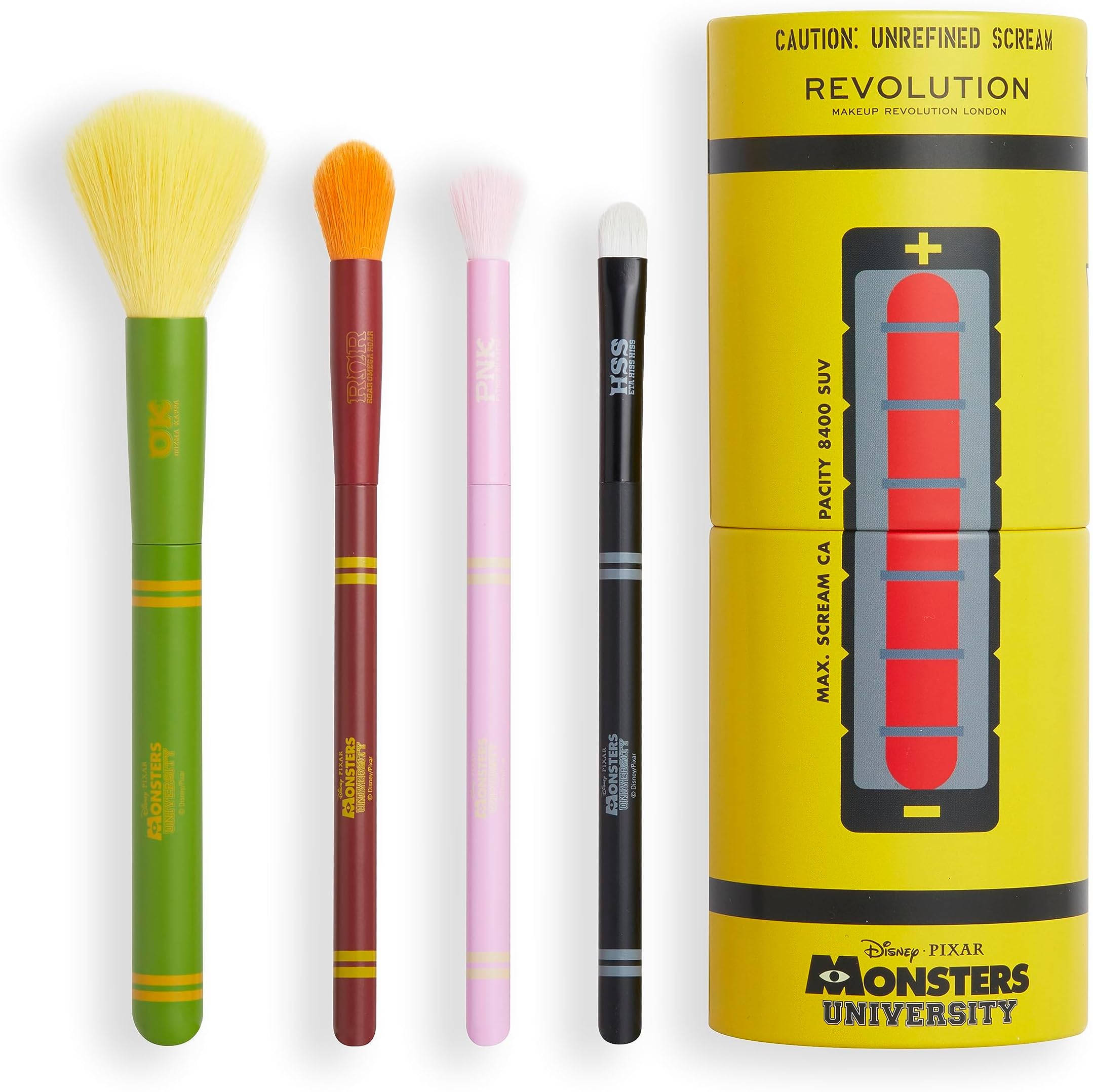 Revolution x Monsters University Scare Can Brush Set & Sulley-inspired Makeup Bag Set of 2, Black,Rose Gold