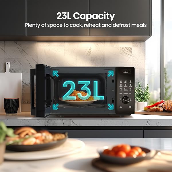 Hisense H23MOBSD1HUK 23 Litre 800W electronic Microwave with Auto Defrost, Digital Display, Smart Cook, Multi level cooking and Easy Clean- Black - 2