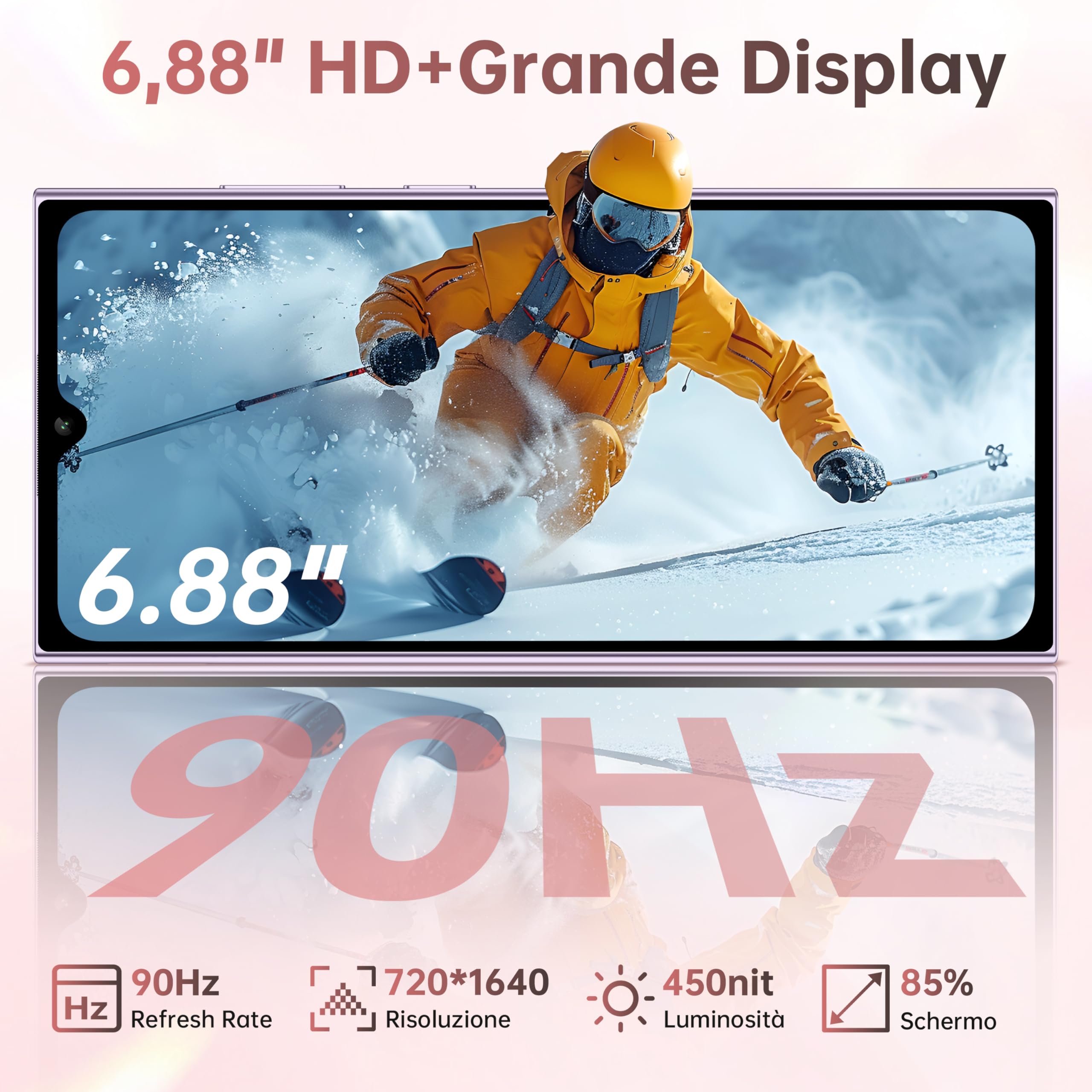 OUKITEL C62 Smartphone Android 15 con Schermo Posterioren, 16GB +128GB/1TB Telefono Cellulare, 6.88" HD+ 90Hz, 5150mAh, 13MP+5MP, Cellulari e Smartphone Dual SIM 4G, Face ID/Fingerprint/OTG - Nero