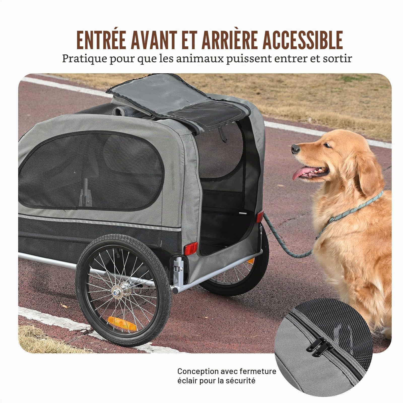 VEVOR Remorque vélo pour Chien, Porte Animaux de Compagnie, Cadre Pliable, Roue à dégagement Rapide, coupleur Universel