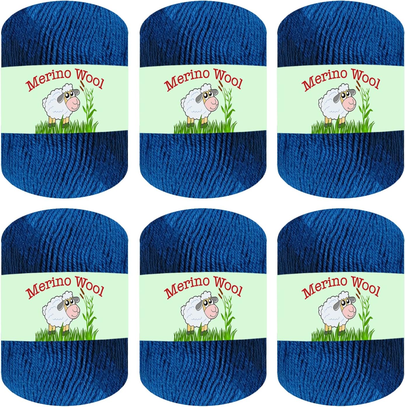 Sunny Cat 100% Pure Merino Wool Yarn for Knitting – 6pcs Merino Wool Yarn for Knitting and Crocheting – 1.8oz(10.8oz) Wool Skeins – Light/DK Weight –130yrds (780yrds Total) (01 Milky White)