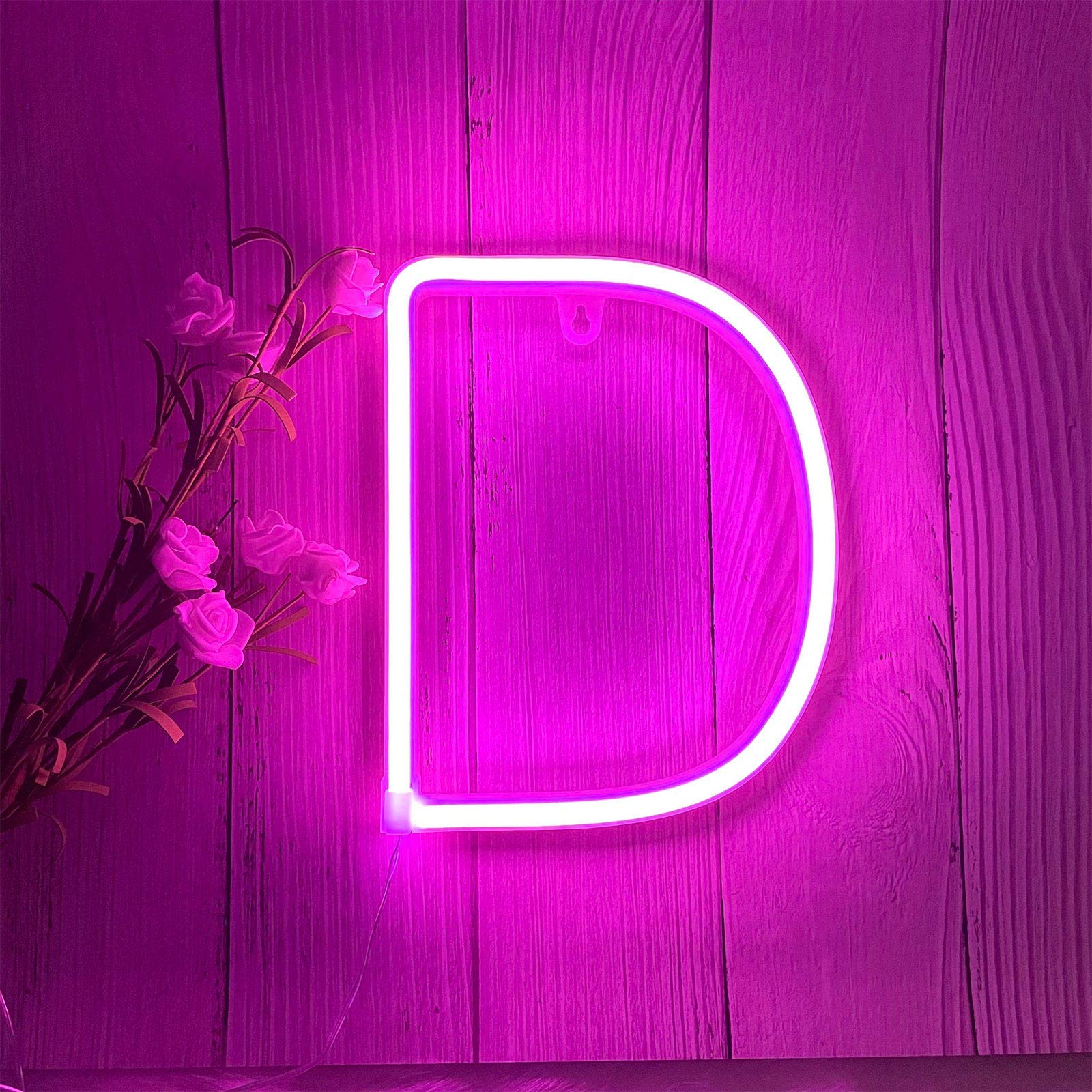 Lettre Néon LED Rose - Lampe De Nuit Décorative - Fonctionne Sur Piles Ou USB - Pour Chambre, Salon, Fêtes (lettre I) - 9
