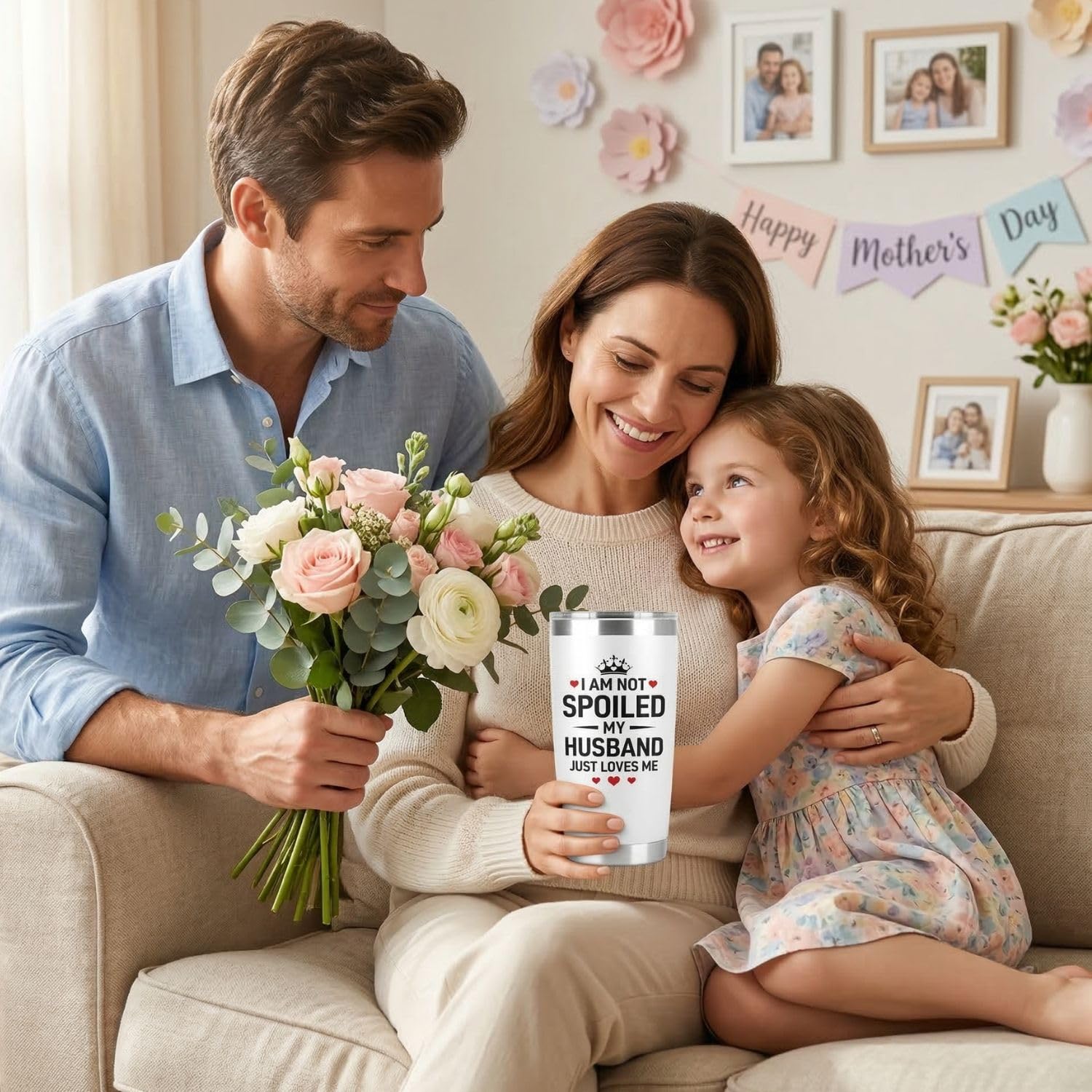 Mothers Day Gifts for Wife – I Am Not Spoiled My Husband Just Loves Me Tumbler 20Oz, Wifey Tumbler, Cool Gifts for Wives, Gift Ideas for My Wife, Birthday Present for Wife