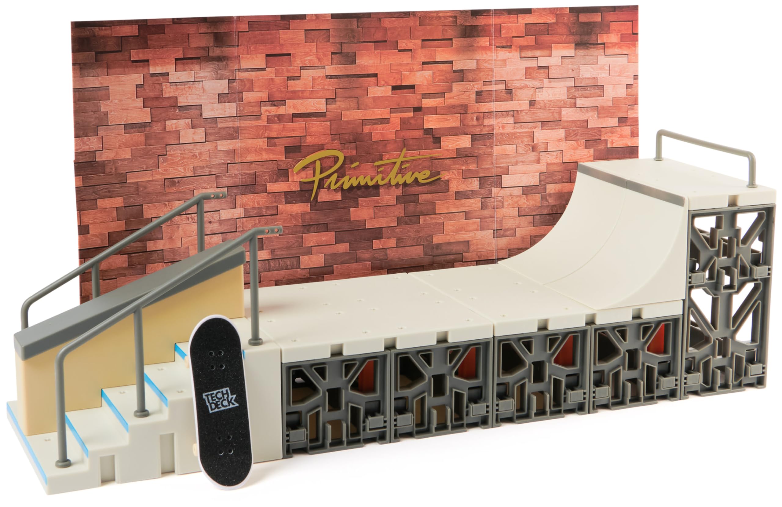 Tech Deck - Primitive Skate Park, Finger-Skateboard-Rampe mit authentischem Fingerboard, Signature-Set des Skateboard-Profis Paul Rodriguez, X-Connect-Stecksystem, umfangreiches Zubehör, ab 6 Jahren