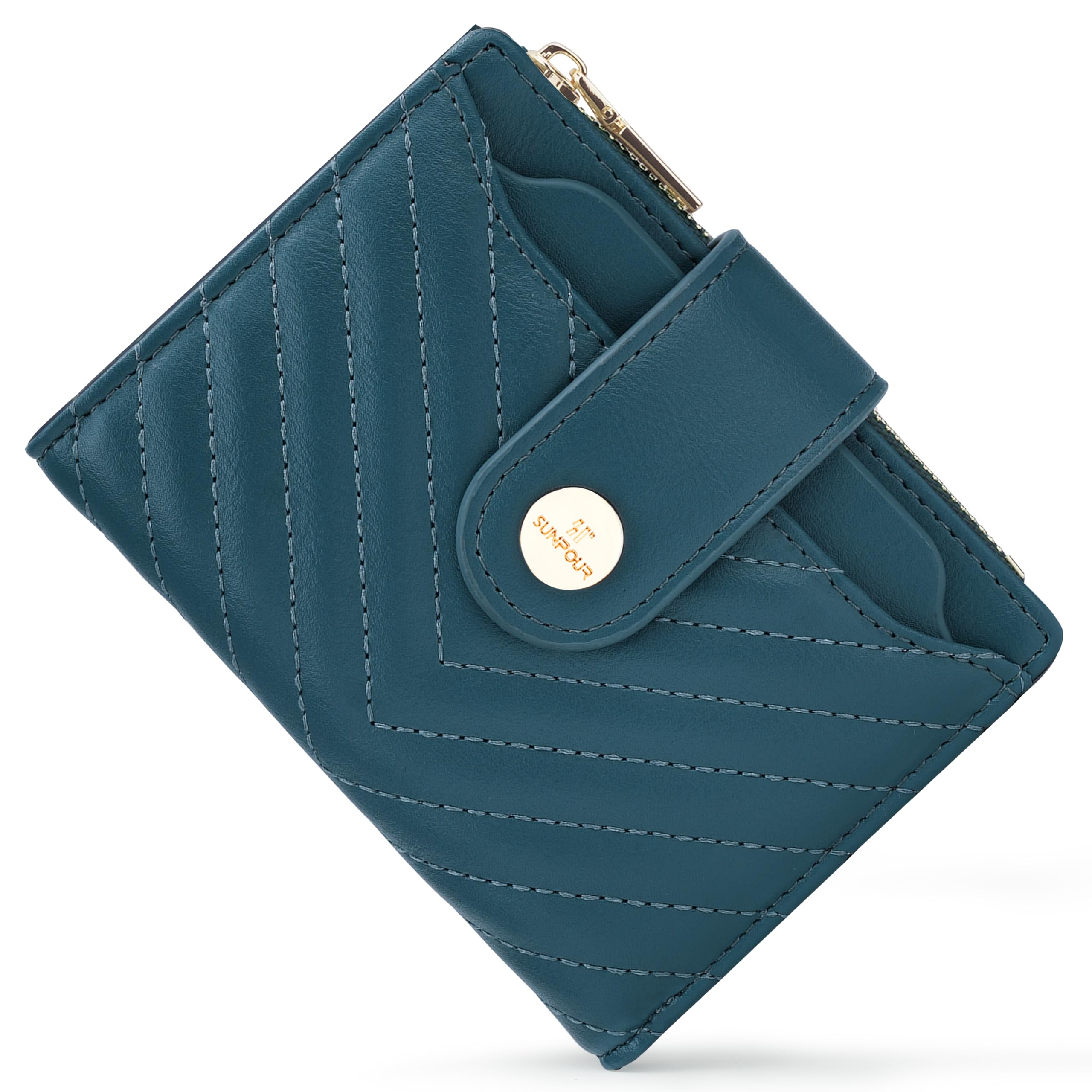 Sunpour Small Womens Wallet,Slim Bifold Leather Wallet for Women RFID Card Holder Ladies Compact Pocket Wallet Small Wallet for Crossbody Bag (