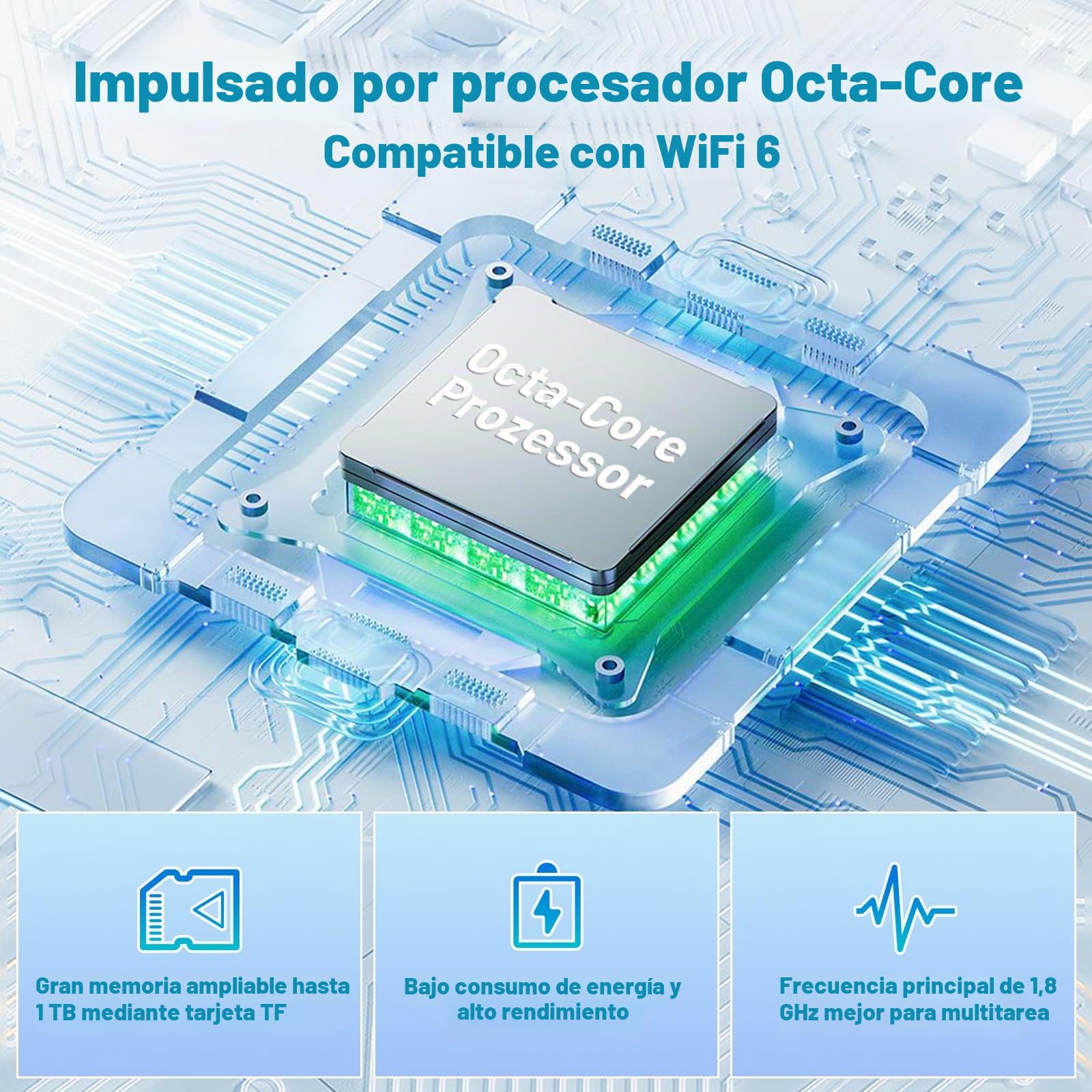 Tablet 10 Zoll Android Octa-Core 8GB RAM 64GB ROM (1TB TF) 1280x800 IPS Pantalla táctil GMS-zertifizierter 5000mAh Tablet PC WiFi 6 Bluetooth 5.4 Widevine L1 Dual-Kamera