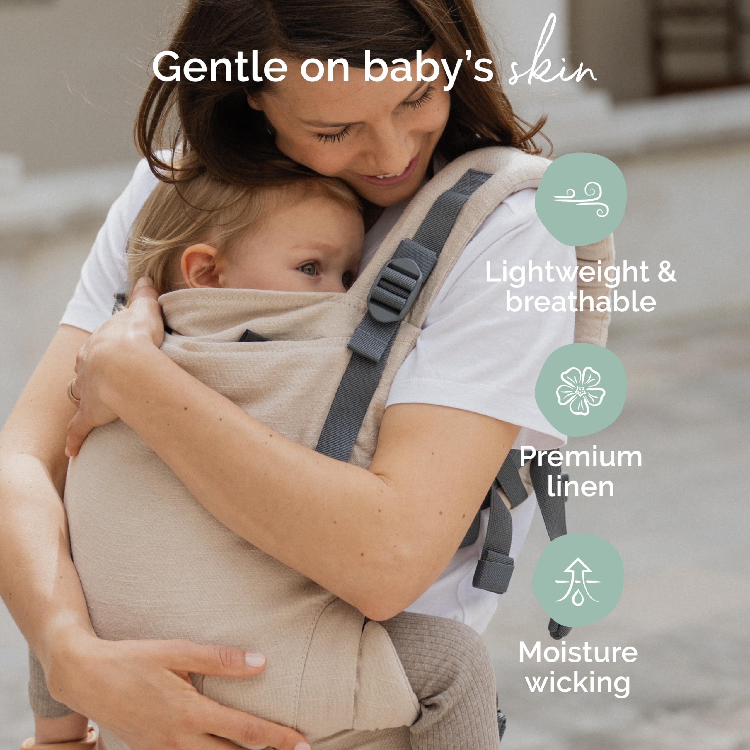 Boba X Baby Carrier Newborn to Toddler - Adjustable Front and Backpack Carrier Petite to Plus Size 7-45 lbs, Ergonomic Baby Carrier with Crossable Straps - Breathable Linen Blend - Linen Pampas — view 8