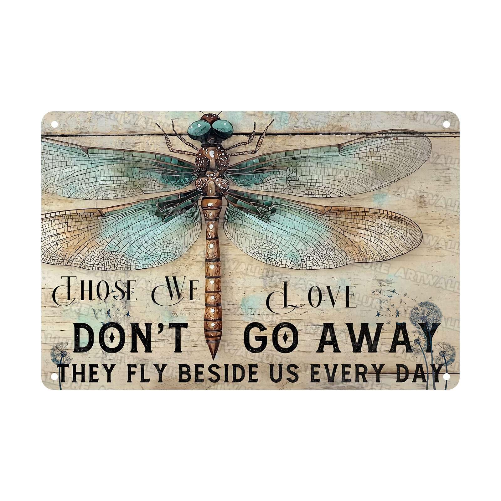 Dragonfly Vintage Tin Sign Those We Love Don't Go Away They Fly Beside Us Every Day Metal Sign Garden Decor Funny Dragonfly Wall Art Hippie Home Living Room 8x12Inch