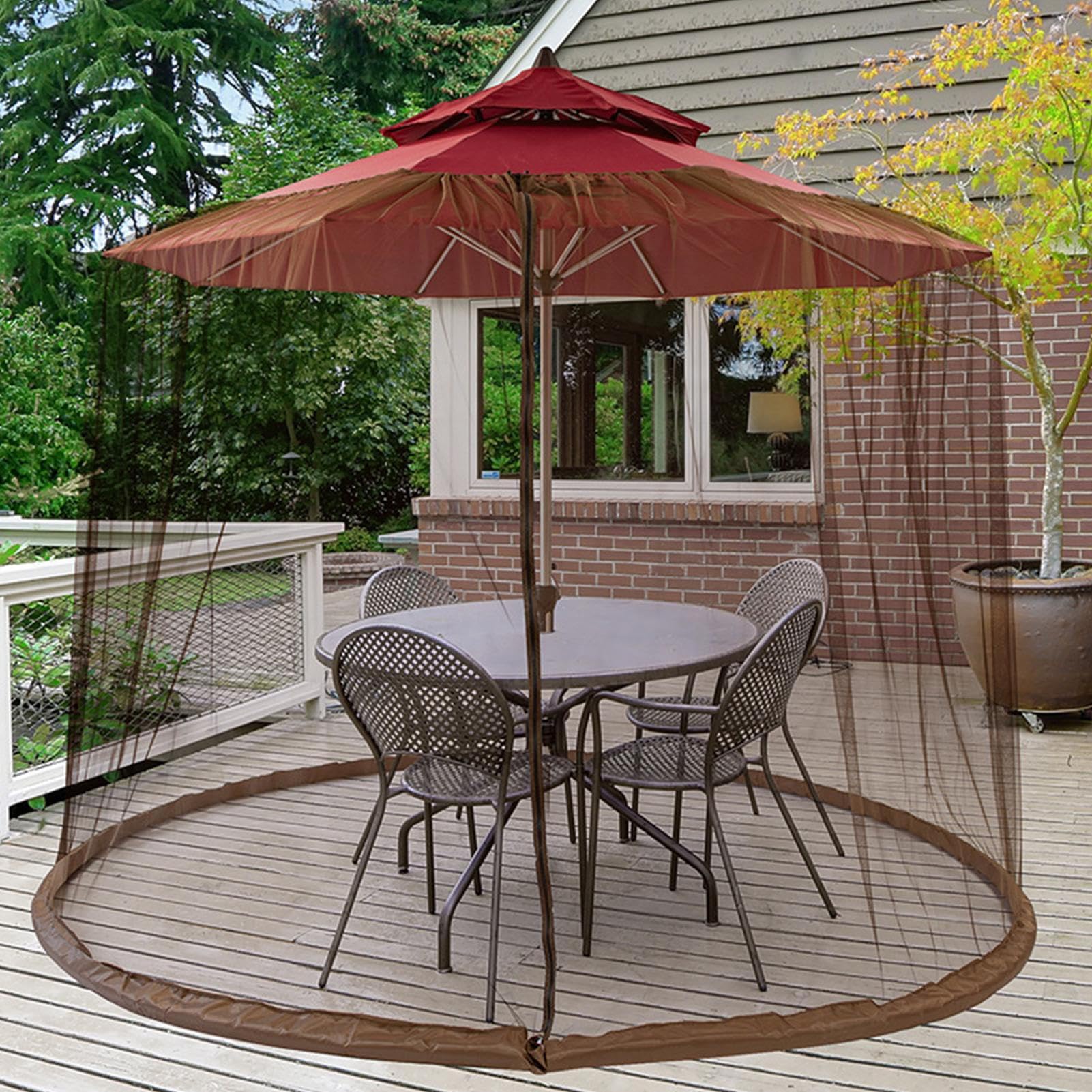 Red para sombrilla de patio, pantalla de malla protectora, cubierta de toldo para exteriores, 300 x 230 cm para red de parasol con cremallera, impermeable y resistente a los rayos UV, protección de