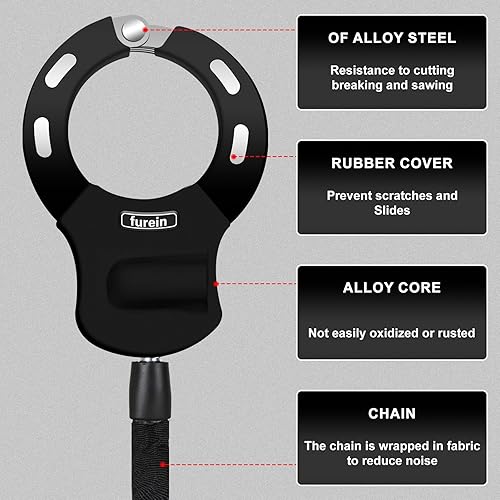 Miniatura 5 de Cerradura de scooter, cerradura de scooter eléctrico antirrobo, cerradura de scooter eléctrico con protección contra arañazos de silicona, incluye