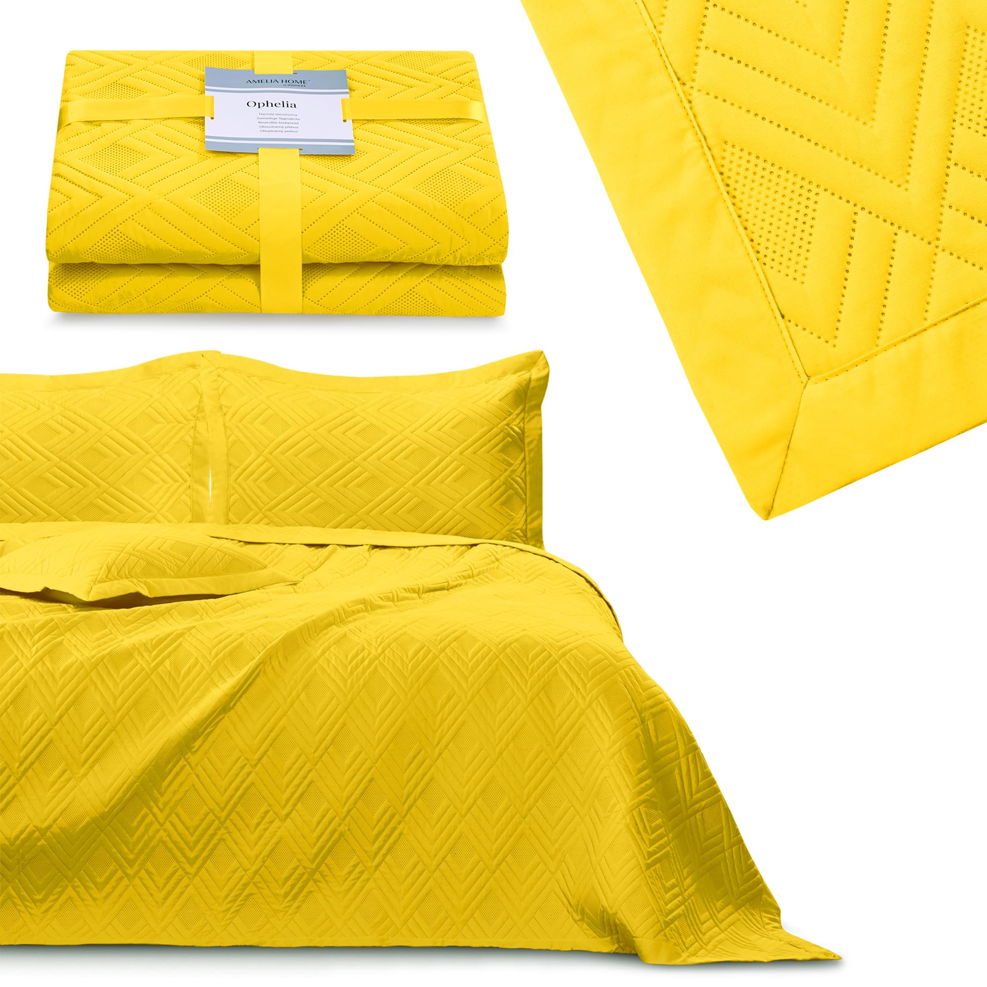 AmeliaHome Sprei antraciet lila 240 x 260 cm bedsprei dubbelzijdig ultrasoon stiksel polyester softa