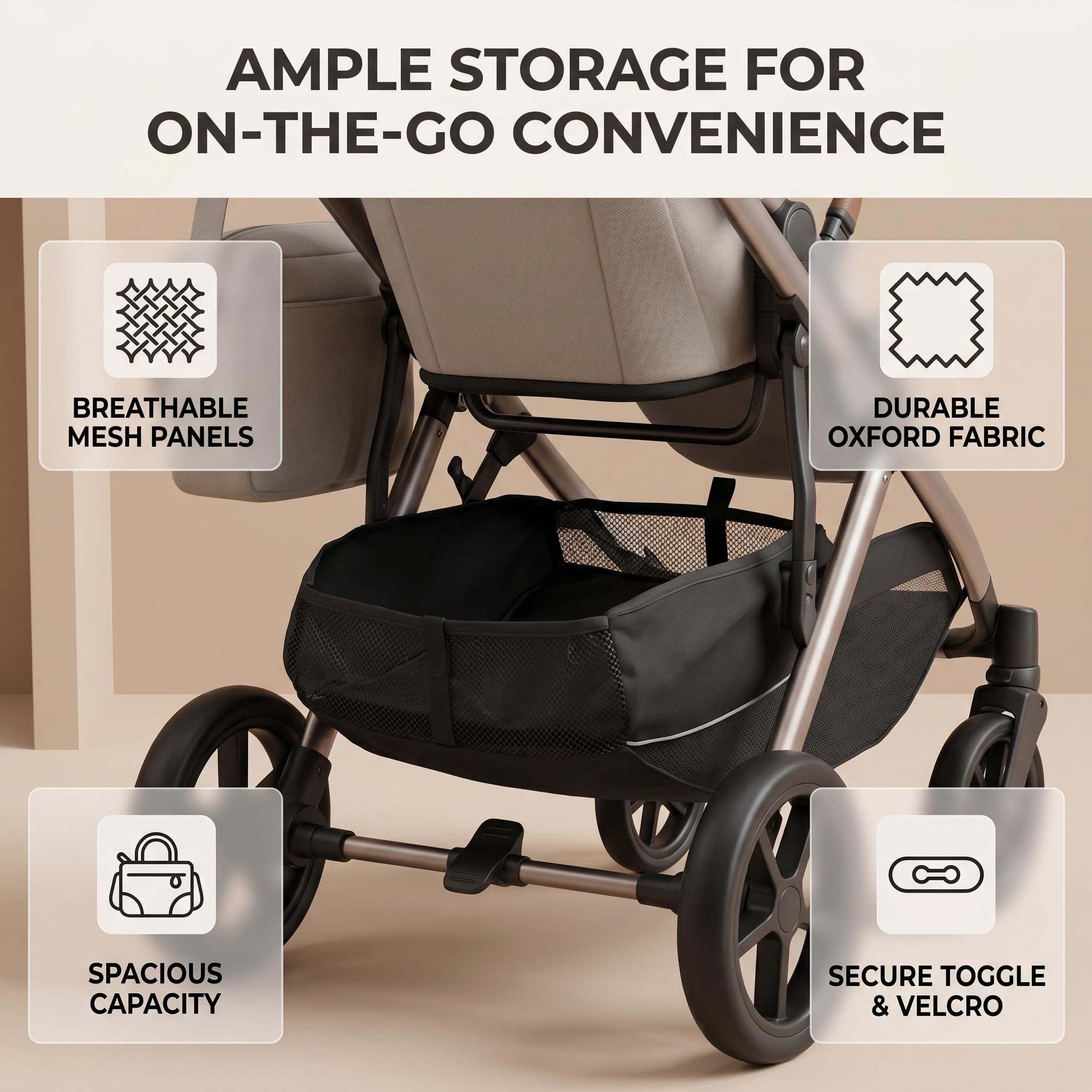 Cesta Inferior para Cochecito de bebé, Cesta Universal para Cochecito de bebé para Guardar Productos para Bebés