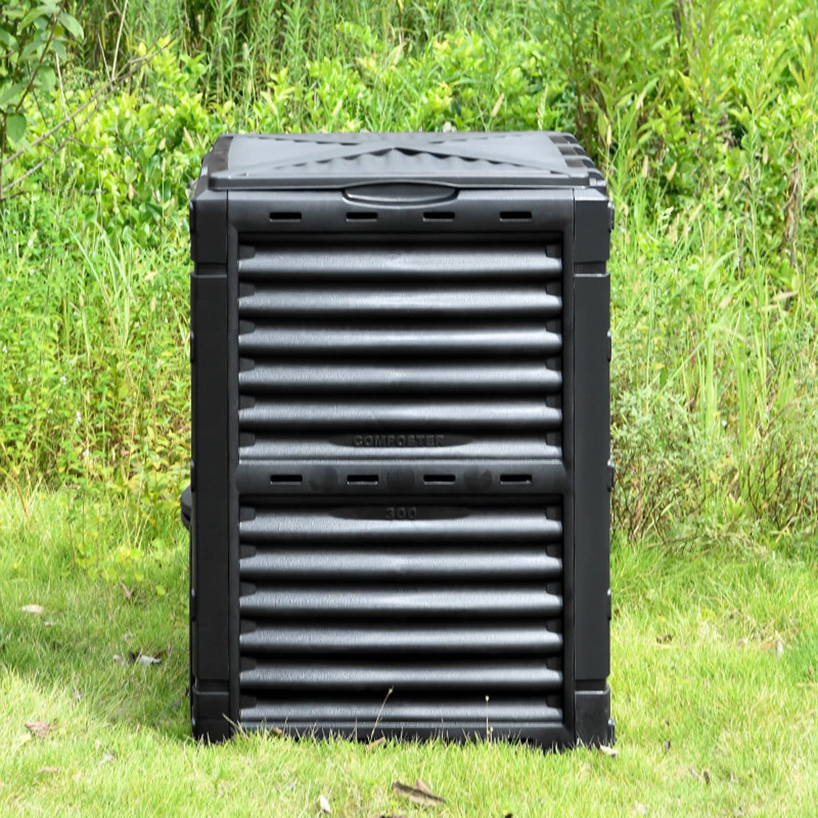 Compostador Jardín Contenedor de compostaje for exteriores de 119 galones (450L) de gran capacidad, material de PP for compostador de jardín, caja de compostaje con muchas ventilaciones, crea suelo fé