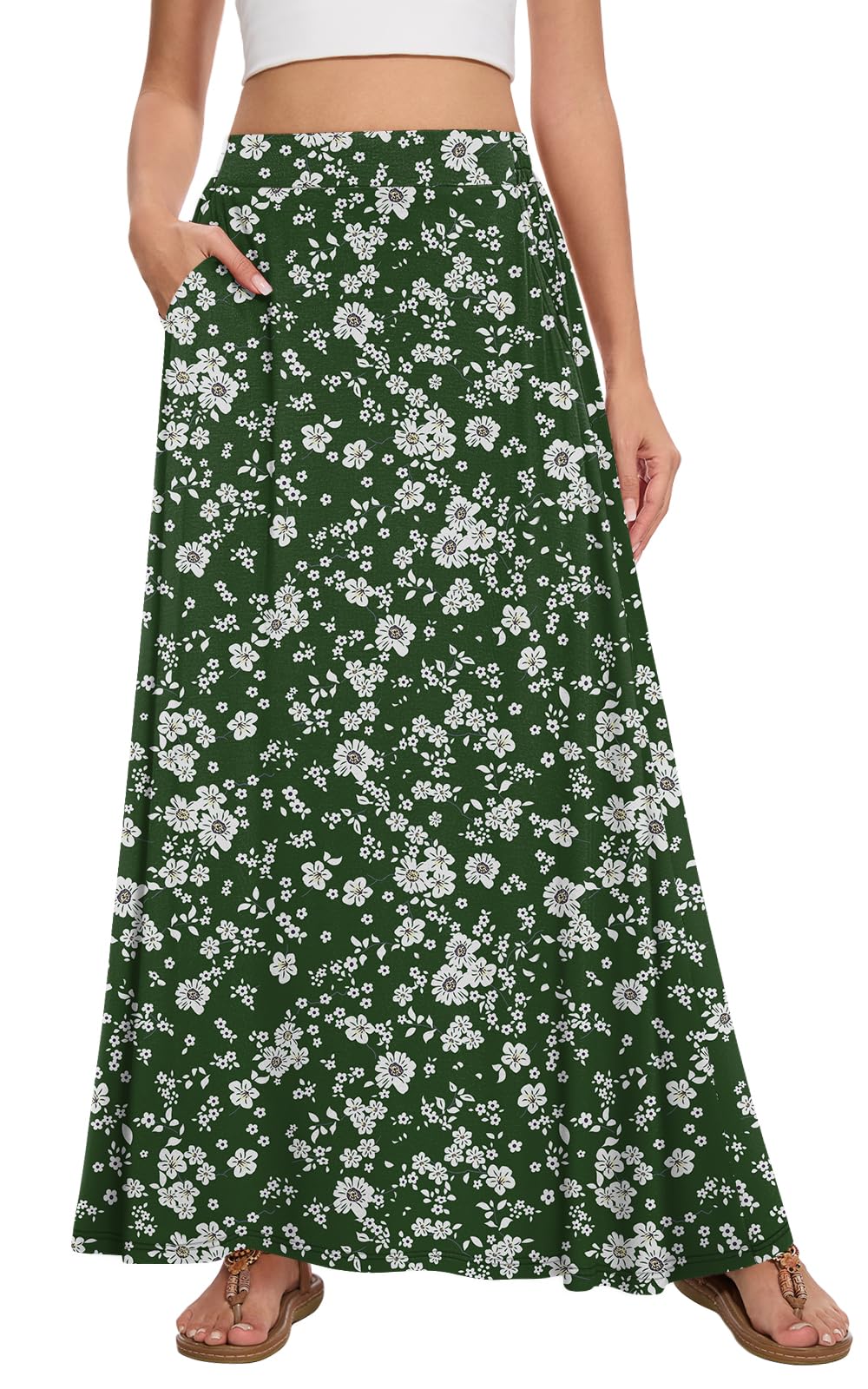 Womens Maxi Skirt Long Flowy Summer A-Line High Waist Skirts