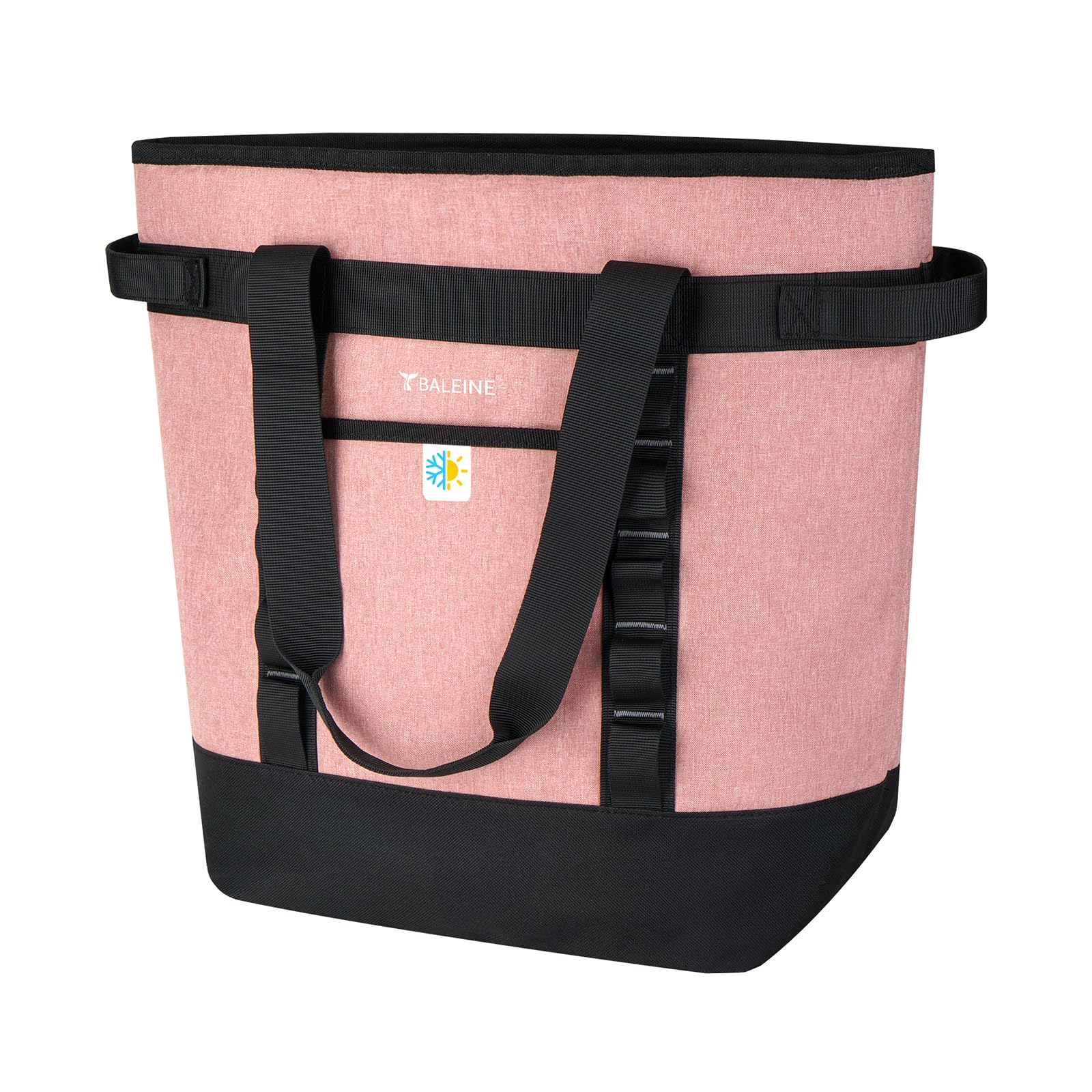 BALEINE Large 36-Can Cooler Bags Insulated, PEVA Soft Cooler Tote Bag, Insulated Grocery Bags with Zippered Top (8.5 Gallon, Pink)