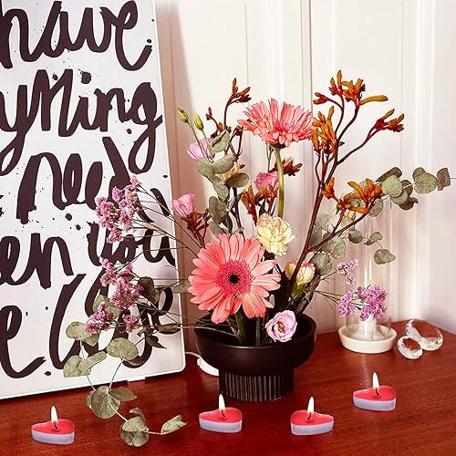 Miniatura 5 de Paquete de 50 velas de té sin perfume en forma de corazón, velas sin humo, decoraciones para bodas, fiestas, votivas, quemadores de aceite y Navidad