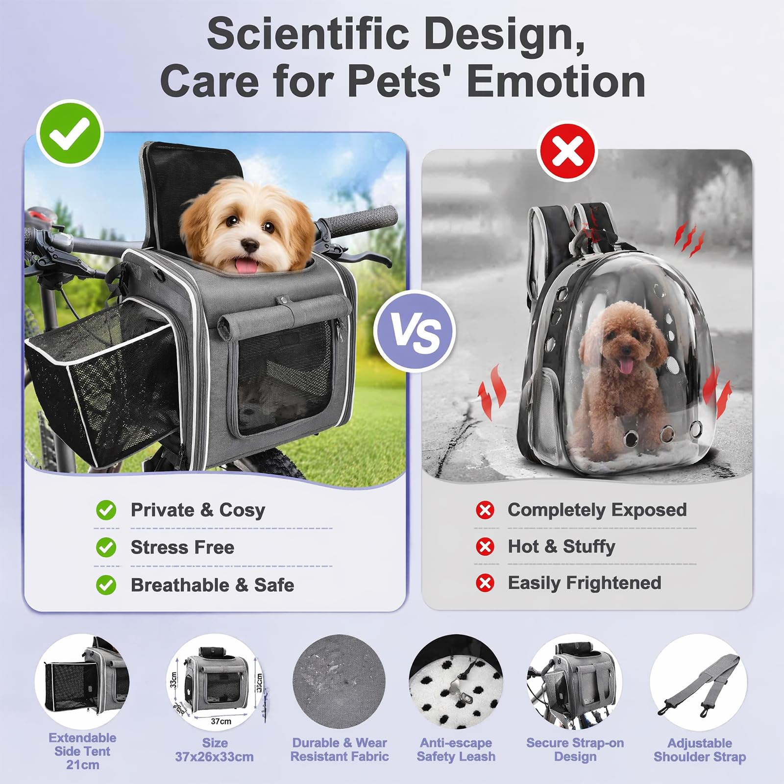 Cestino per cani anteriore fino a 5 kg, cestino per cani 4 in 1, pieghevole e traspirante, zaino espandibile, borsa da viaggio per animali domestici per gatti e cani