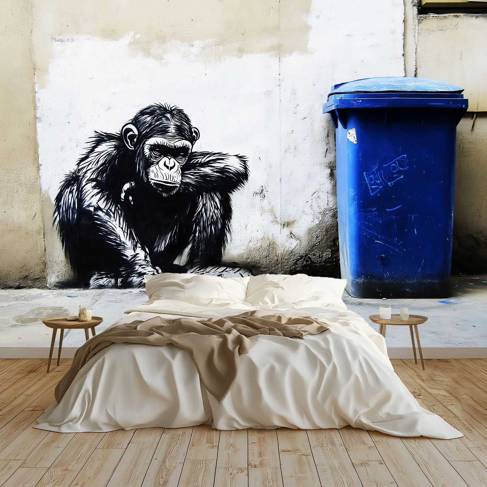 Papier peint intissé street art orang-outan 400x280 cm pour salon et chambre