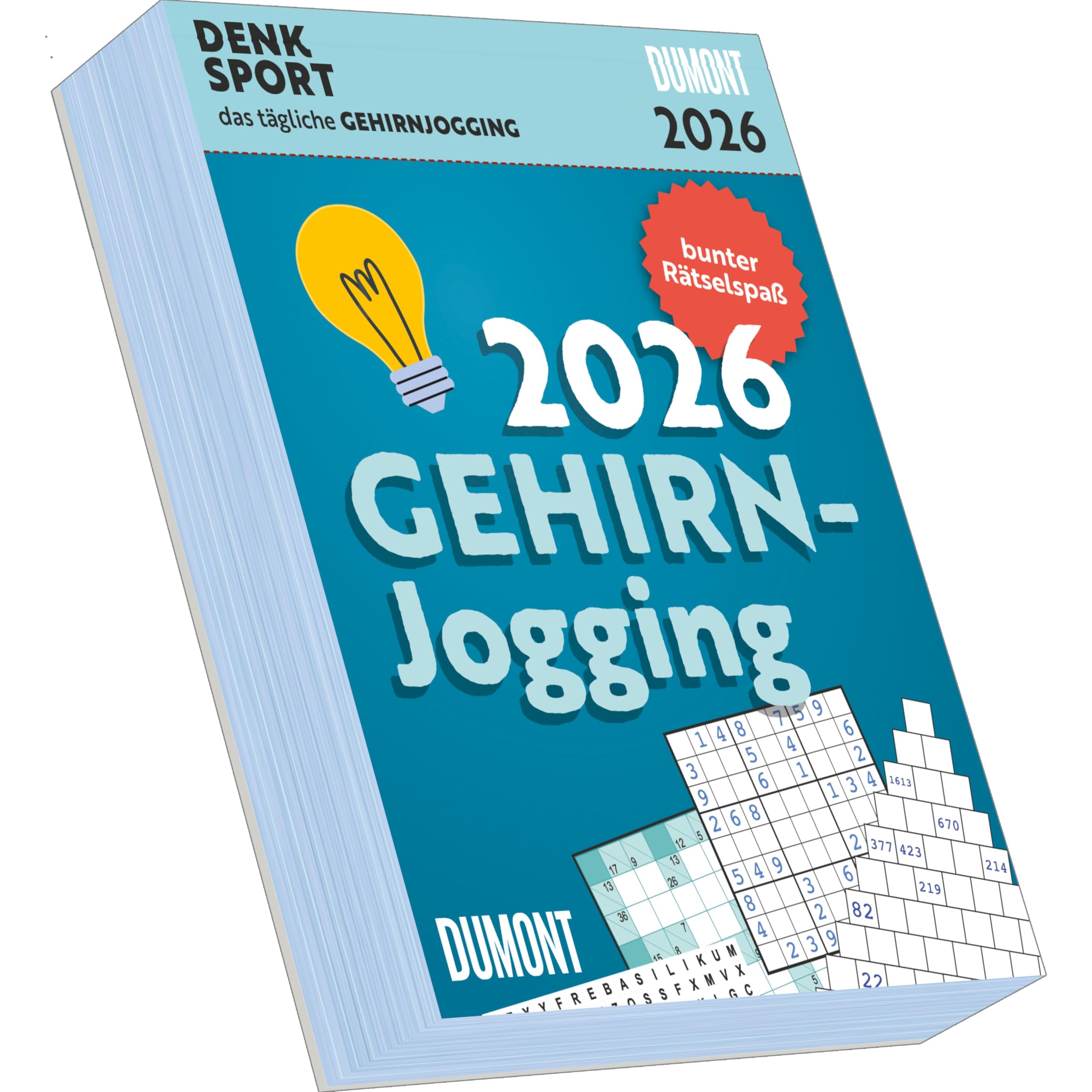 DUMONT - Gehirnjogging 2026 – Tagesabreißkalender 15 x 21 cm, Rätselkalender mit 313 Seiten für Knobelfreunde und Rätselfans: Detox für die grauen Zellen